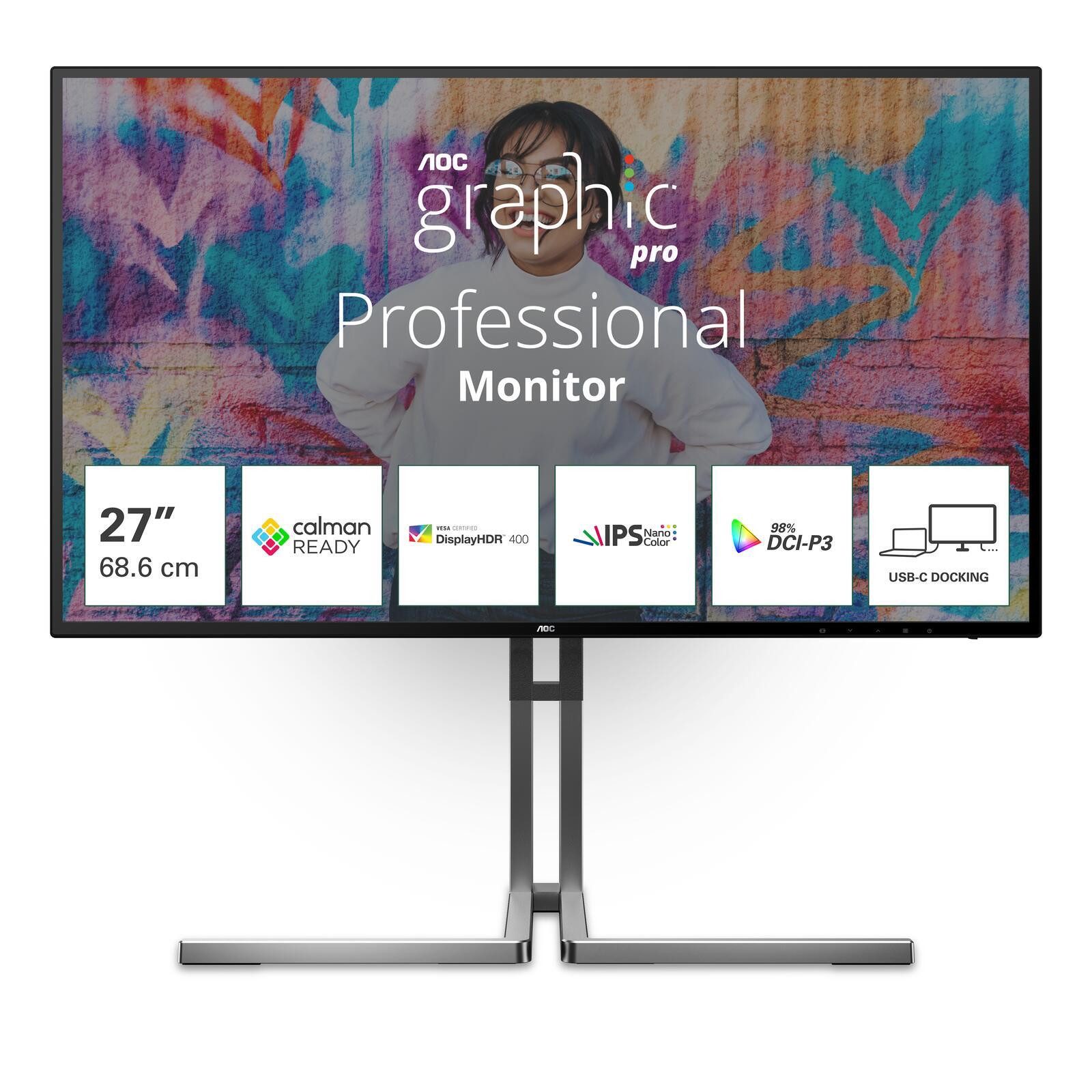 AOC AOC U27U3CV TFT-Monitor (3840 x 2160, 4 ms Reaktionszeit, 60 Hz, Nano IPS)