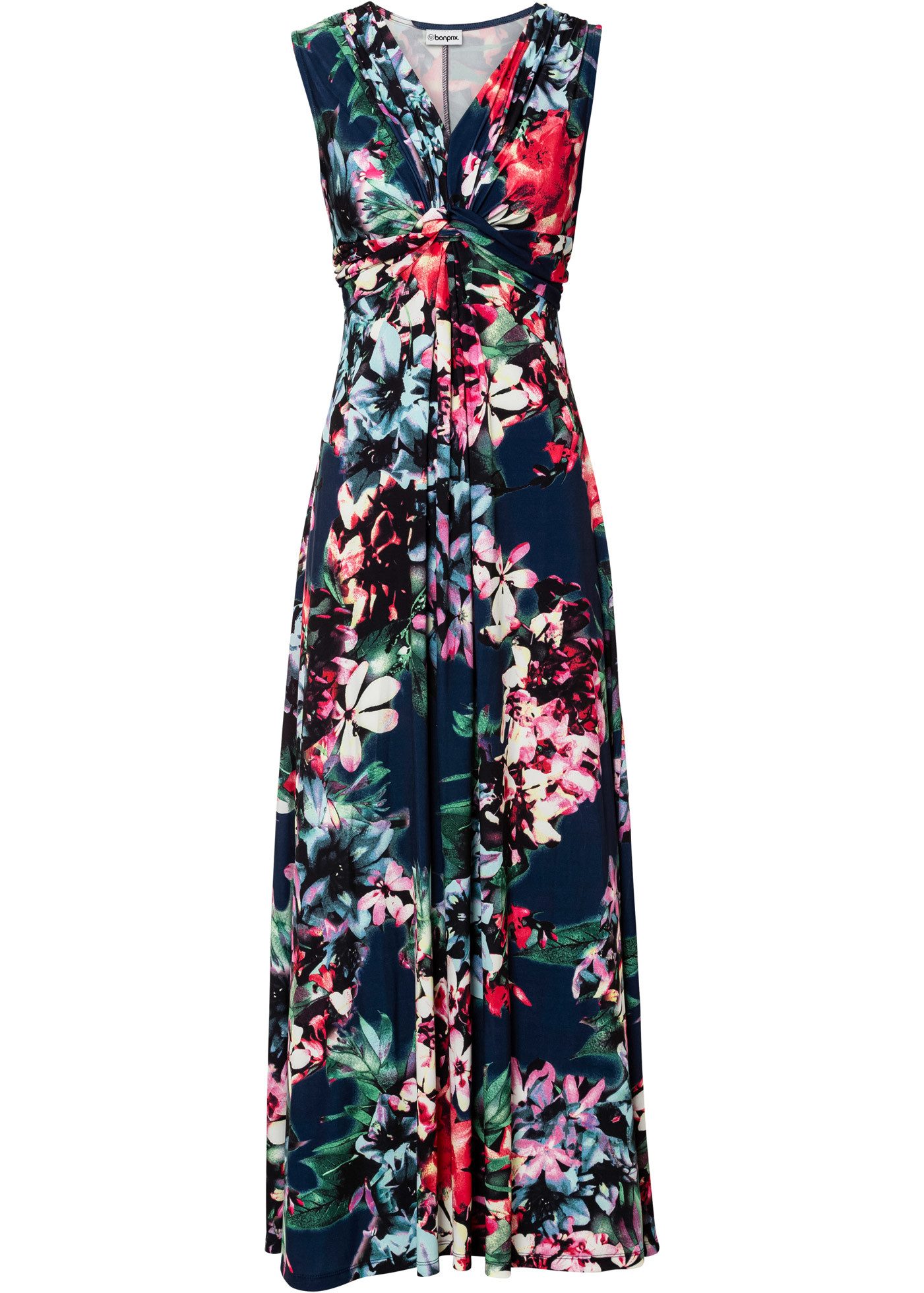 bonprix Maxikleid ausgestellte Passform, eleganter Stil, ohne Ärmel, mit Bl günstig online kaufen