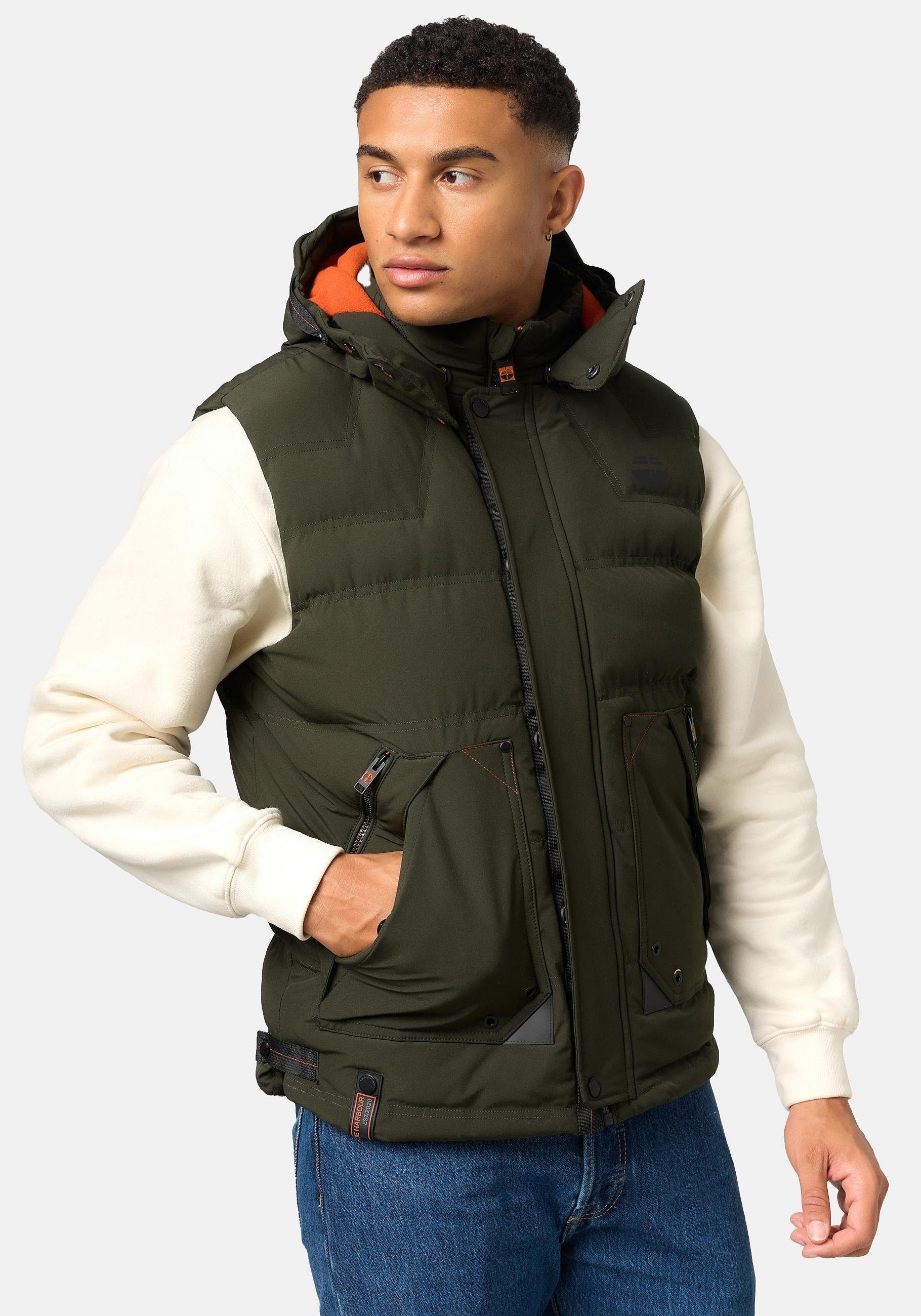 Soulstar Herren Weste Mit Kapuze Steppweste Puffer Weste Bodywarmer Outdoor Weste Winterjacke Jacke S2_MGL ISAIAH Olive S
