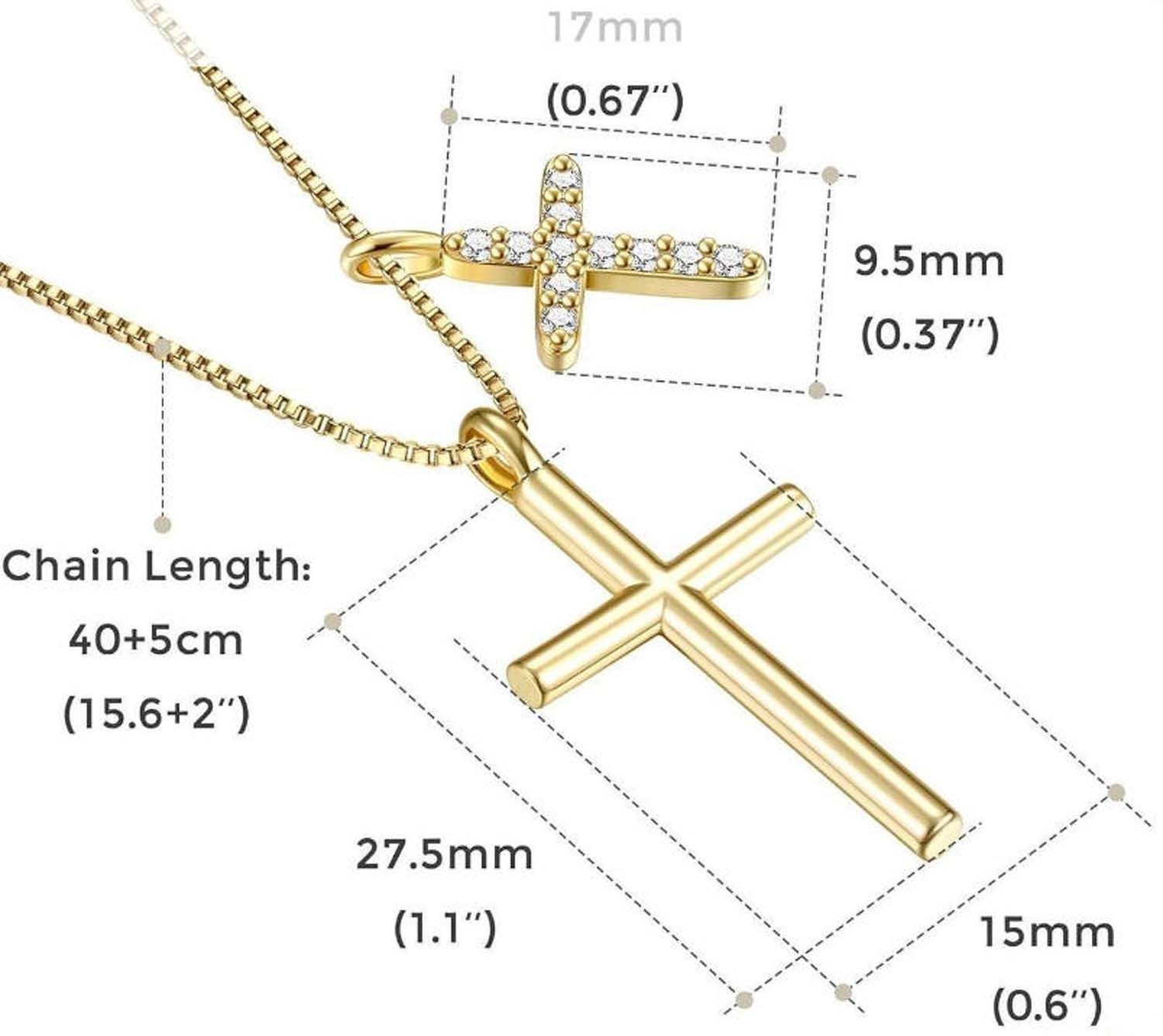 trends for living Kette und Anhänger Set Kreuzkette für Damen, vergoldete kette–Das perfekte Geschenk