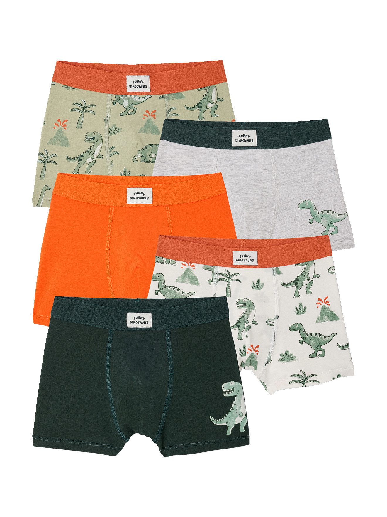 vertbaudet Boxershorts 5er-Pack Boxershorts DINO, Jungen, Bio-Baumwolle