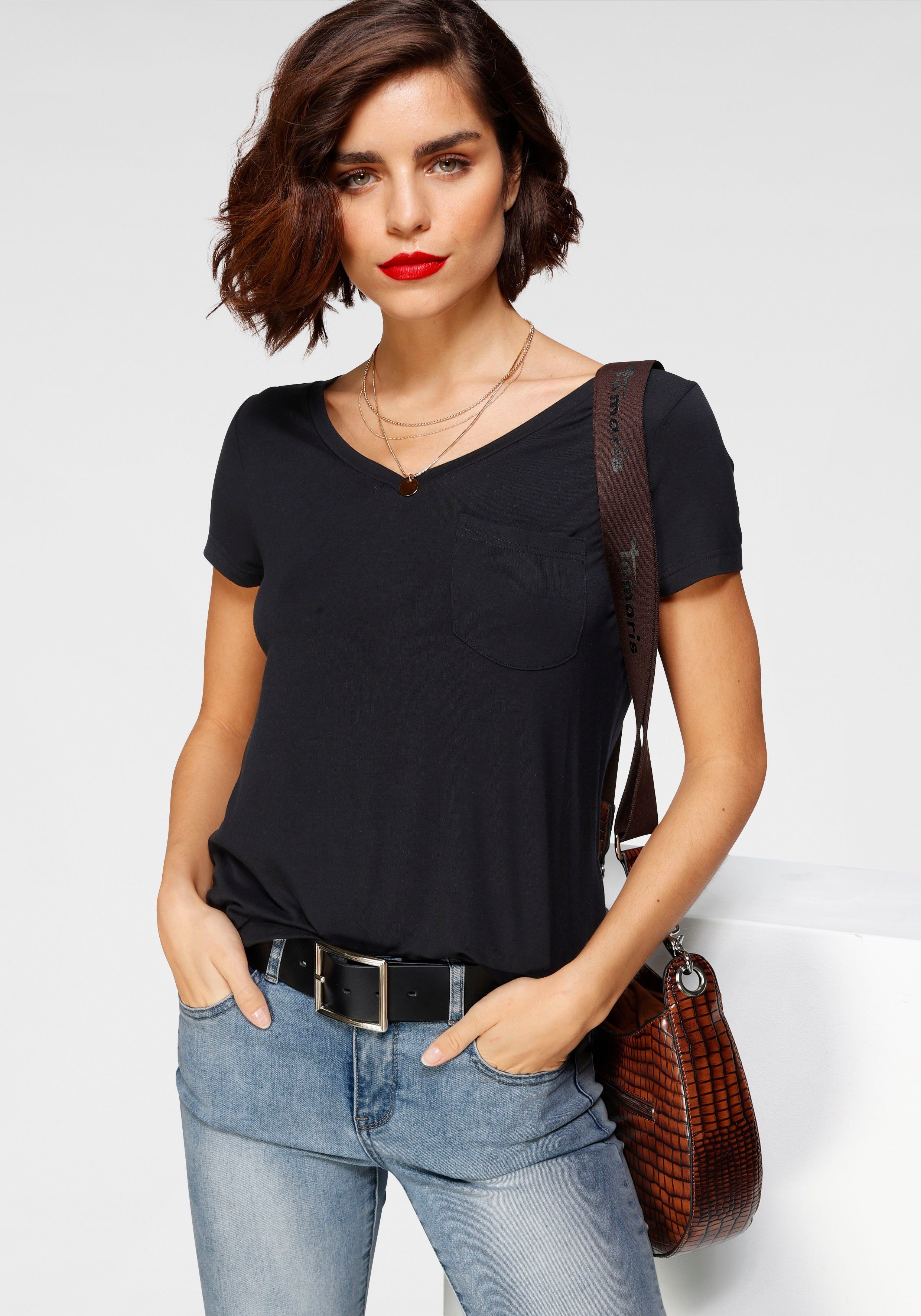 Tamaris T-Shirt lässige Passform, aus elastischem Jersey günstig online kaufen