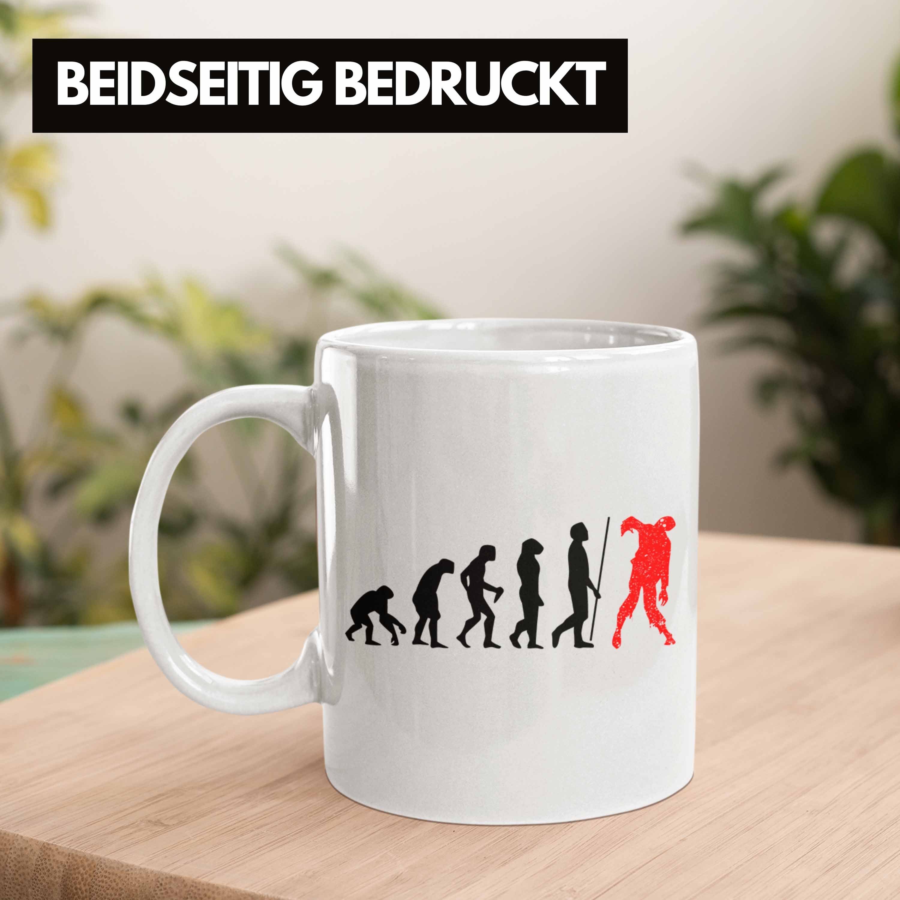 Trendation Dabbing Tasse Halloween Tasse Kürbis Skelet Weiss Becher Dekoration