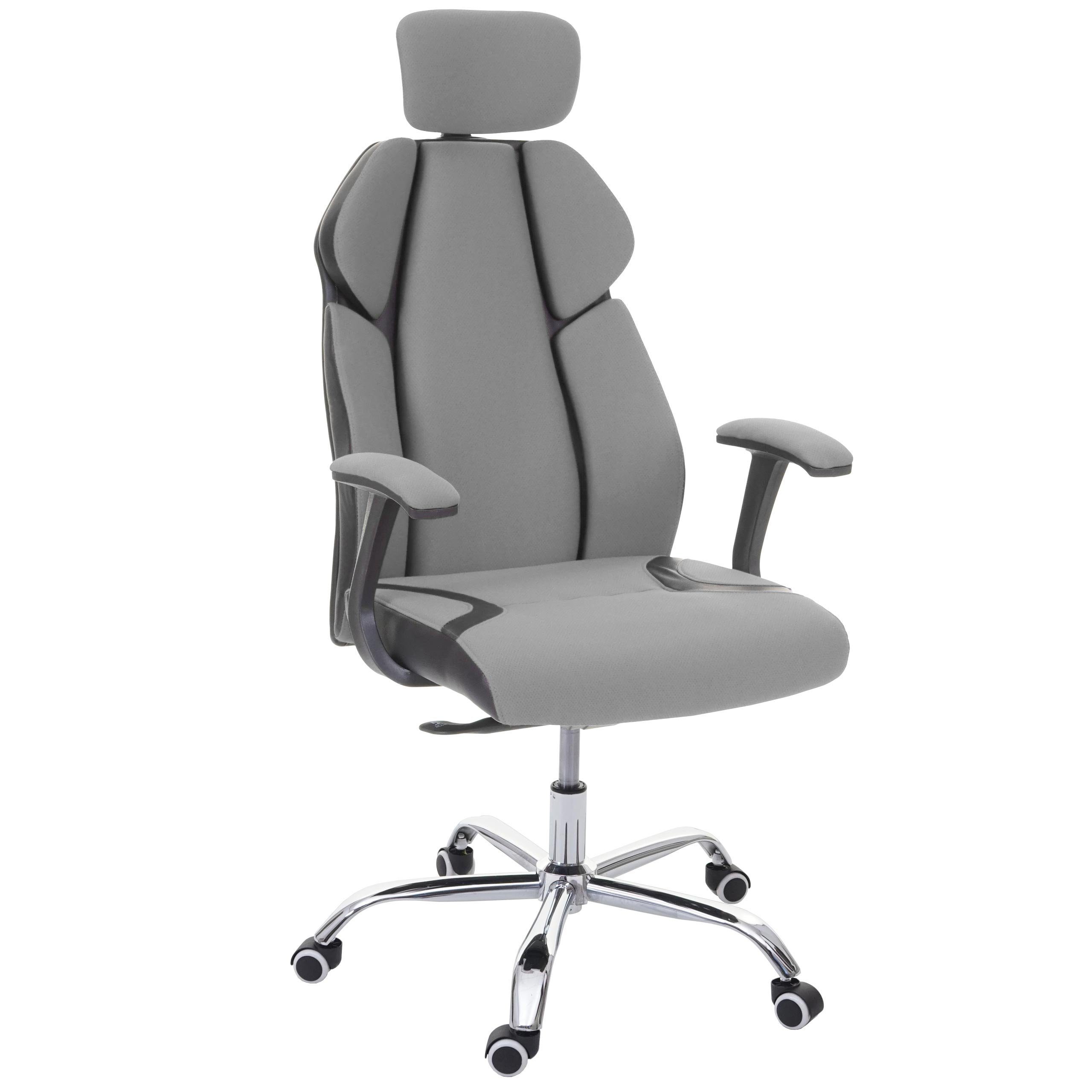 MCW Schreibtischstuhl MCW-F12, Sliding-Funktion, Wippfunktion arretierbar, Höhenverstellbare Kopfstütze, Sliding Sitz grau/schwarz