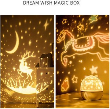 SYOSIN Nachtlicht Sterne-Nachtlicht mit Musikprojektor für Kinderzimmer, USB-betrieben, LED fest integriert, Sternenhimmel, Romantische Atmosphäre