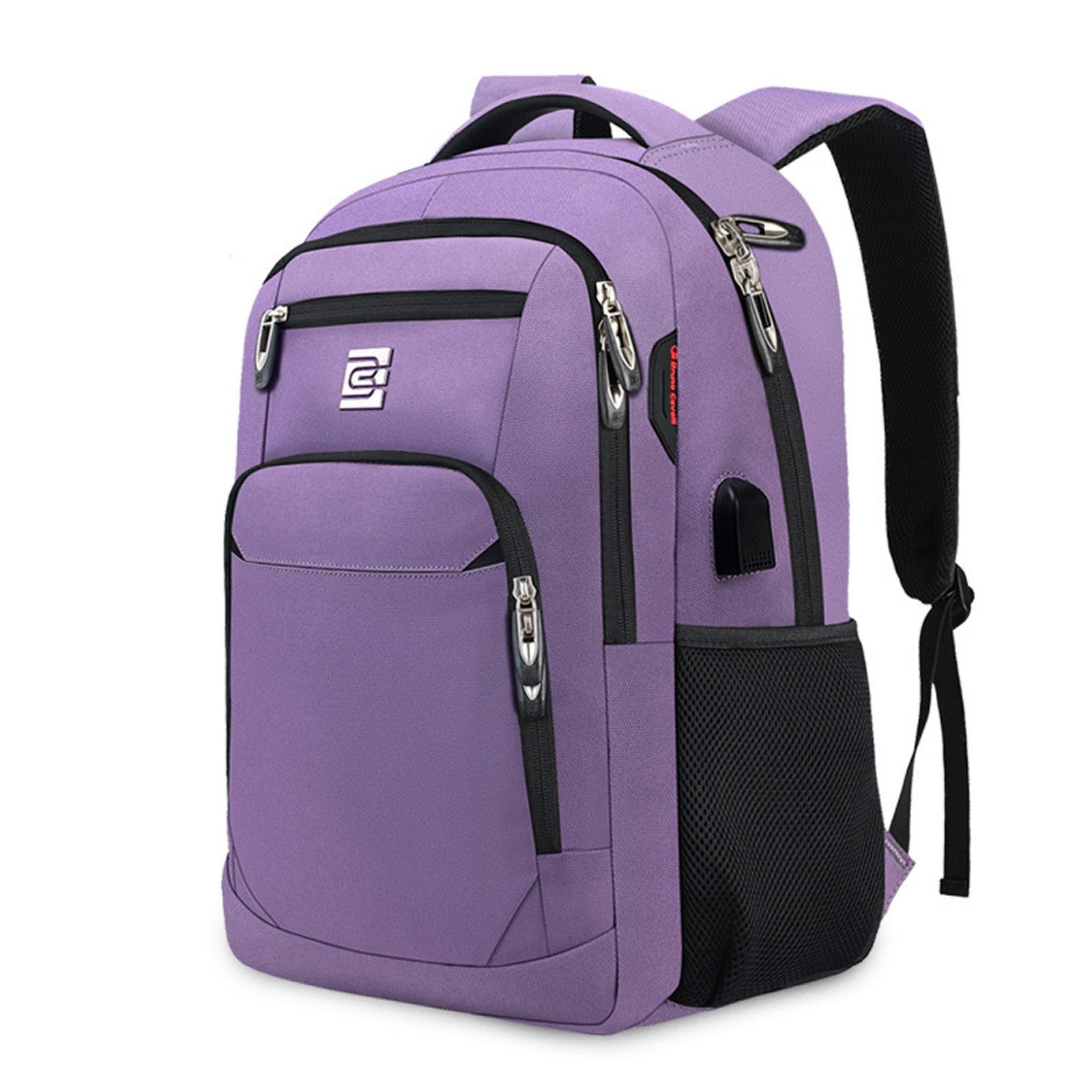 HAUSS SPOLE Laptoprucksack Reisetasche Рюкзаки mit USB-Ladeport, wasserdicht, verstellbare (mit USB-Ladeanschluss, Laptopfach und Anti Diebstahl Tasche, Backpack mit Laptopfach), Oxford-Stoff, Polyester