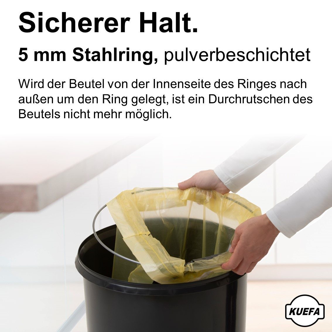 KUEFA Müllsackständer BSC 60L Mülleimer Gelber Sack, inkl. Klemm-Ring, UV-beständig