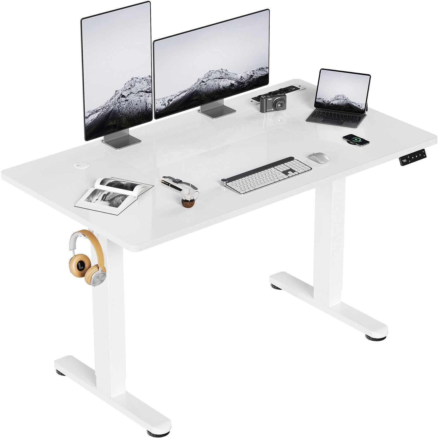 HOMALL Schreibtisch Höhenverstellbar mit 3-Buchsen und 2-USB-Ports mit kabe günstig online kaufen