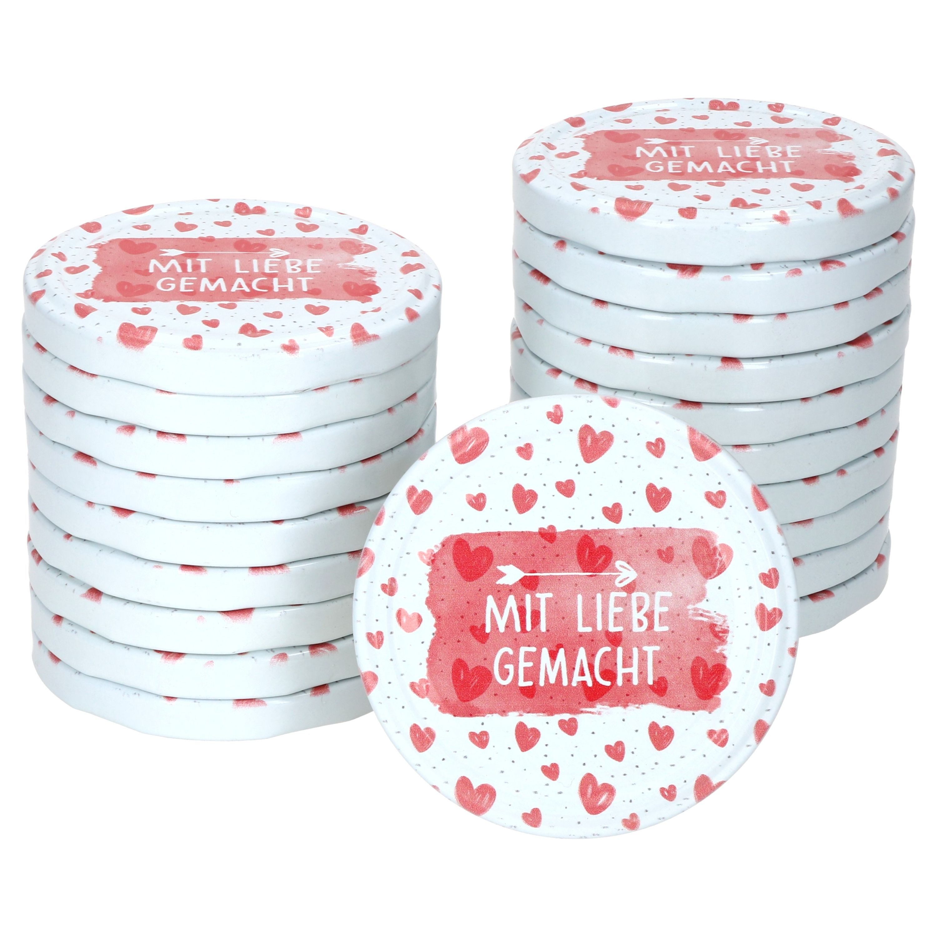 MamboCat Einmachglas 20er Set Deckel-Set TO82 Mit Liebe gemacht Sturzglas Ersatzdeckel, Metall