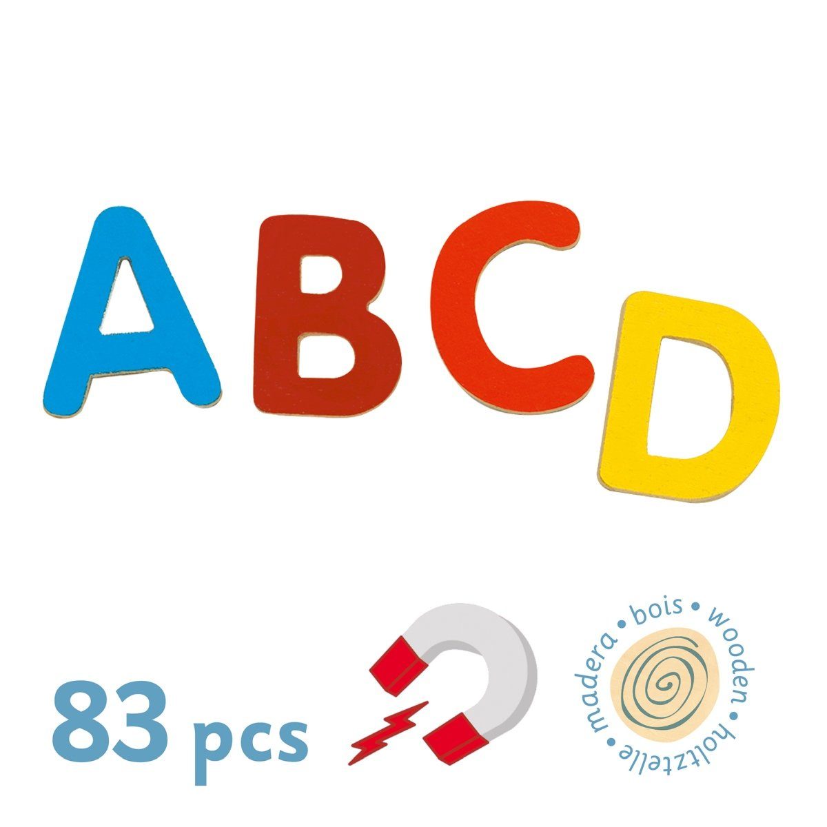 DJECO Magnet Holz Magnete 83 bunte Buchstaben DJ03101 – Bild 3 von 3