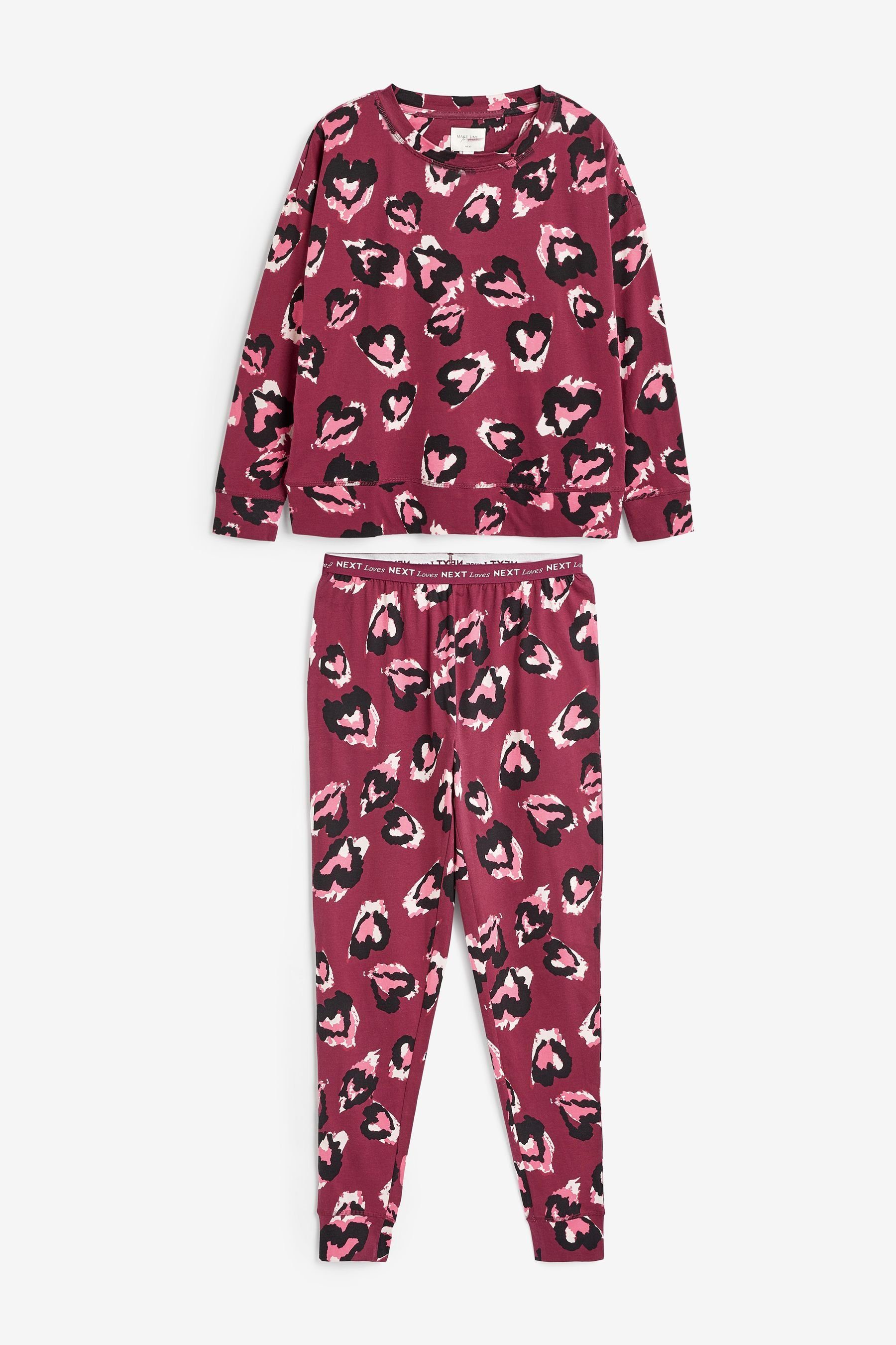 Next Pyjama Langärmeliger Pyjama aus Baumwolle (2 tlg) Berry Red