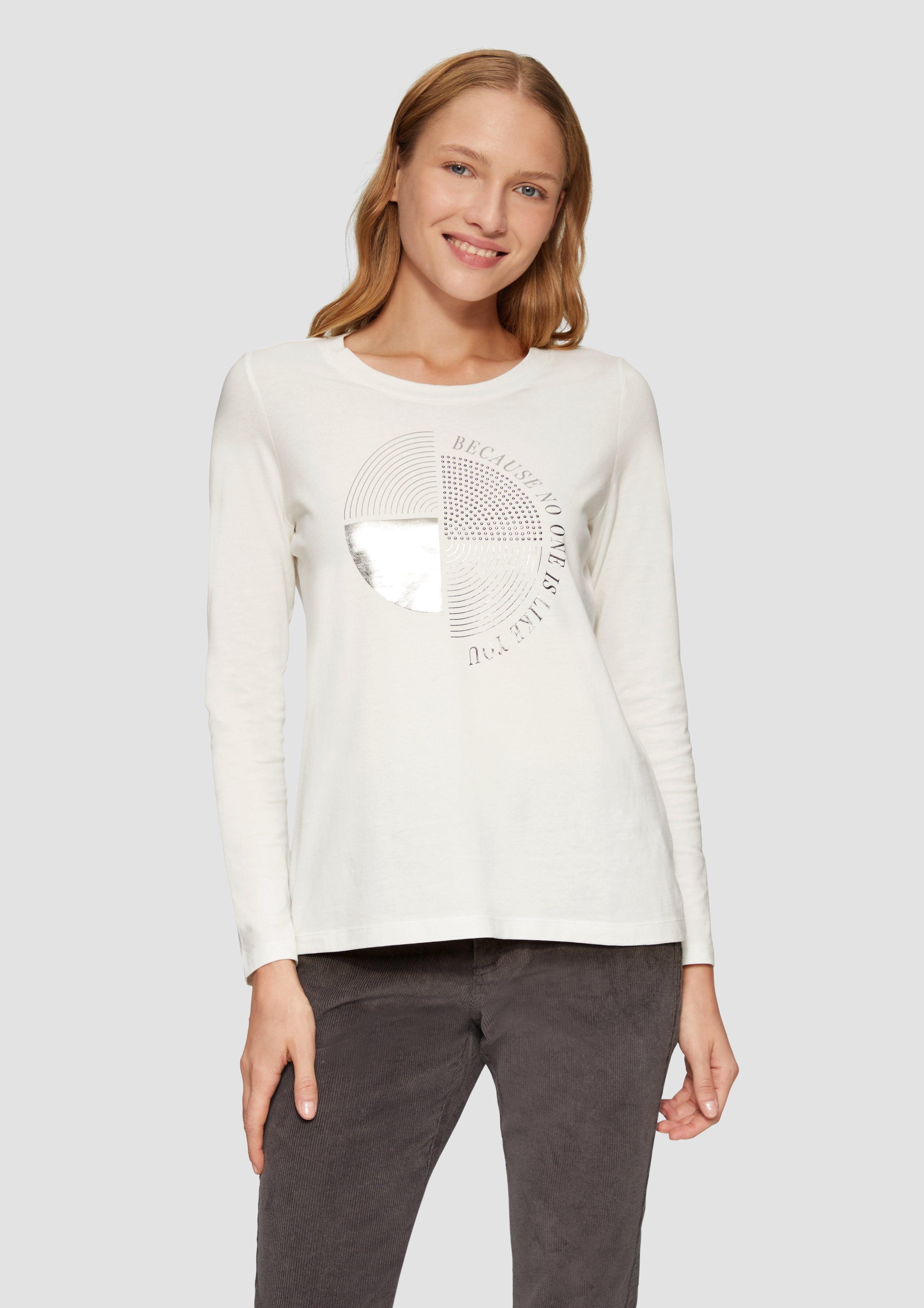 s.Oliver Langarmshirt Longsleeve mit Metallic-Print und günstig online kaufen