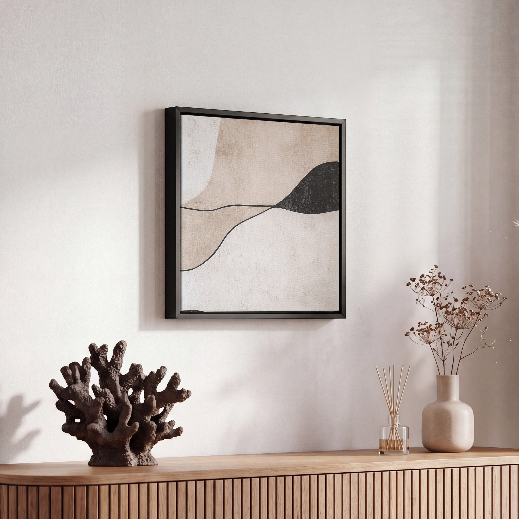 OneMillionCanvasses® Leinwandbild mit Rahmen - Konturlinien - Abstrakte Landschaft, Fotodruck (1 St), Leinwand Bilder Klein, Wand Dekoration Aesthetic 20x20cm – Bild 5 von 5