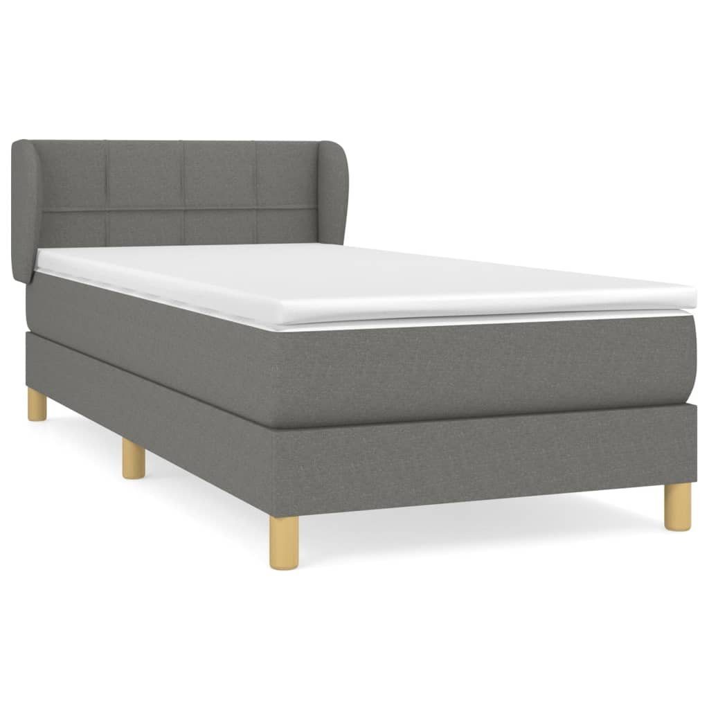 Boxspringbett 90 x 200 cm Boxspringbett mit Matratze Dunkelgrau 90x200 cm Stoff Bett