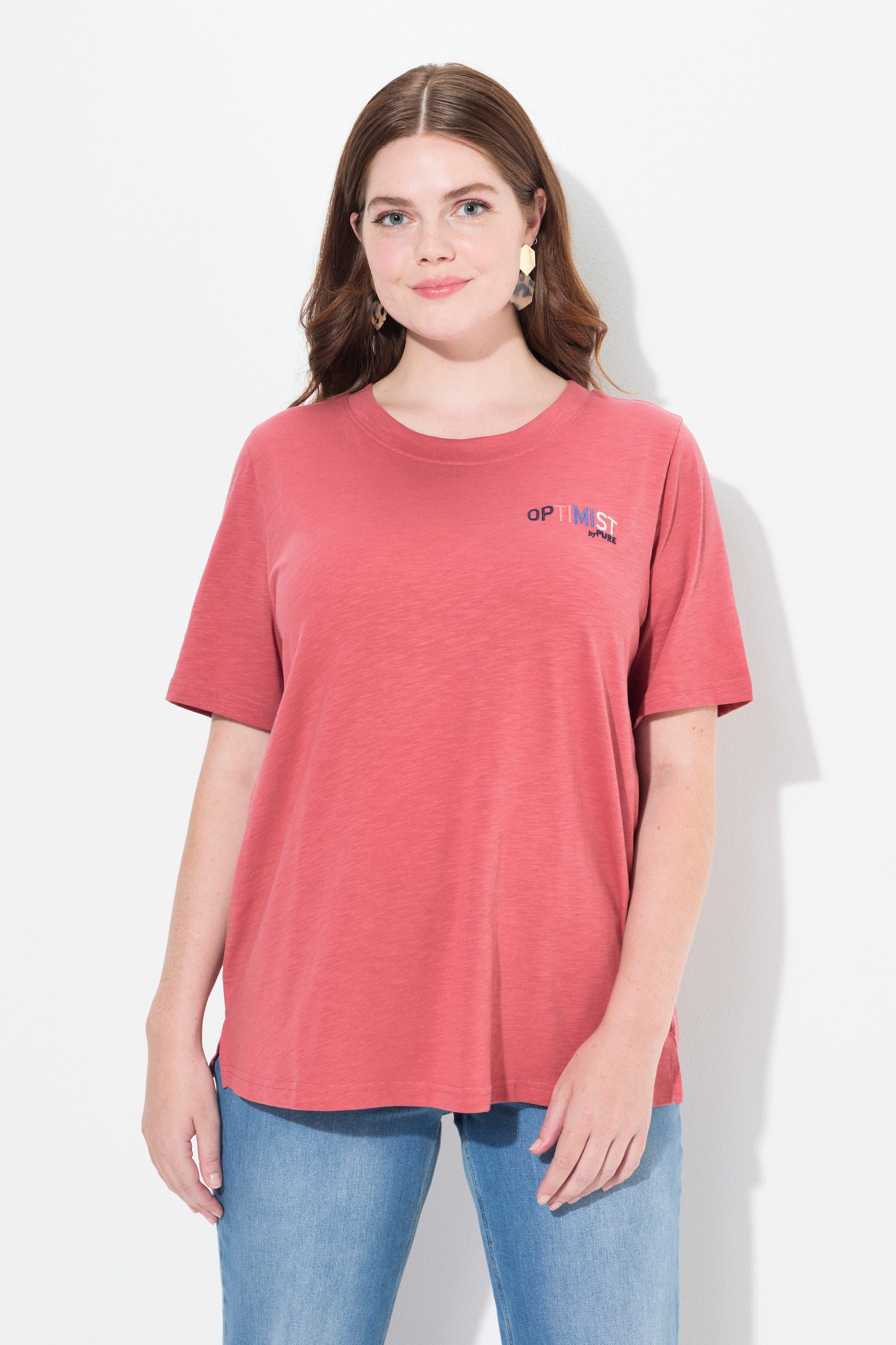 Ulla Popken T-Shirt T-Shirt Optimist Rundhals günstig online kaufen