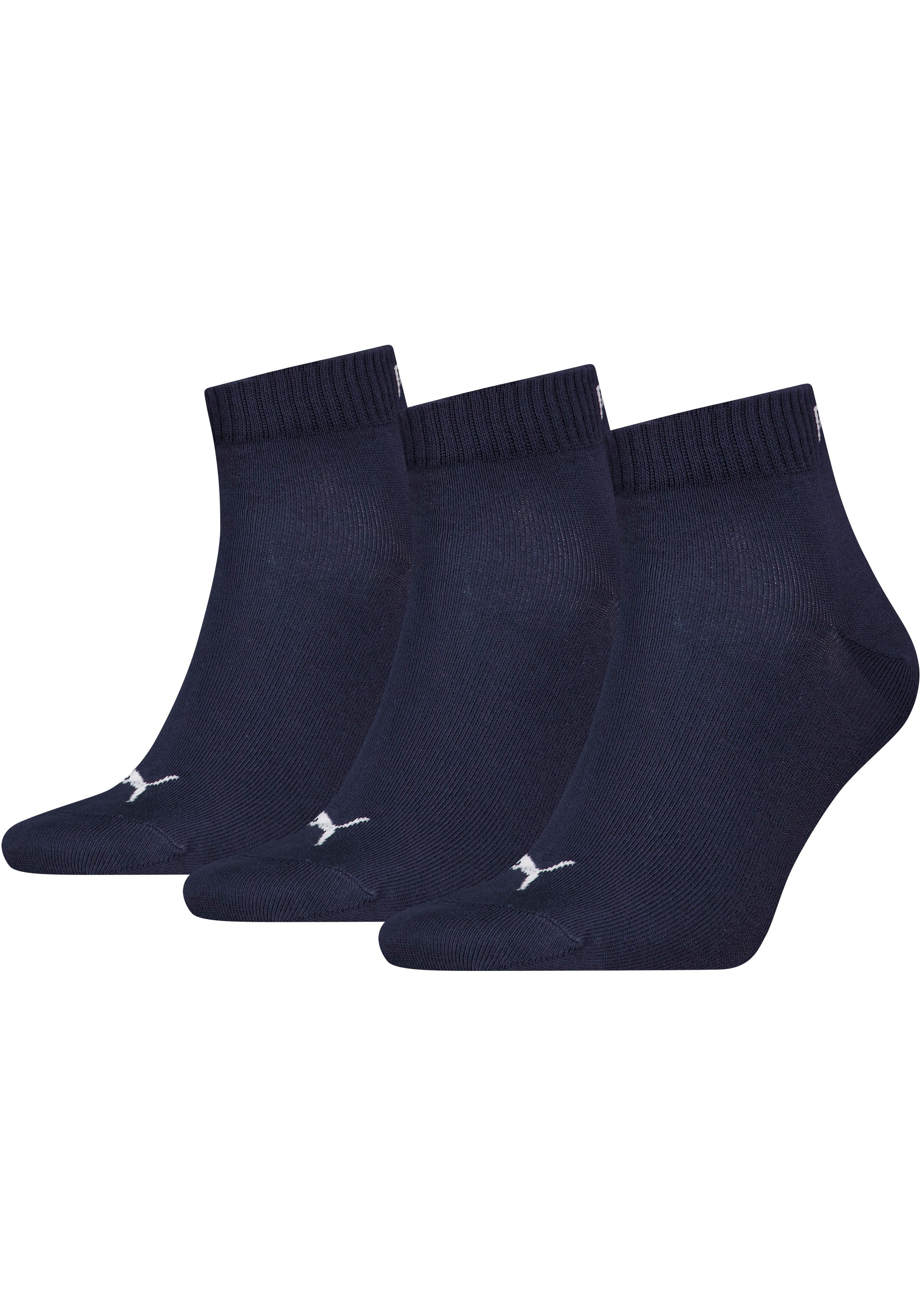 PUMA Kurzsocken PUMA UNISEX QUARTER PLAIN 3P (3-Paar, 3 Paar) Atmungsaktiv, Rippenbündchen, weiche Baumwollmischung