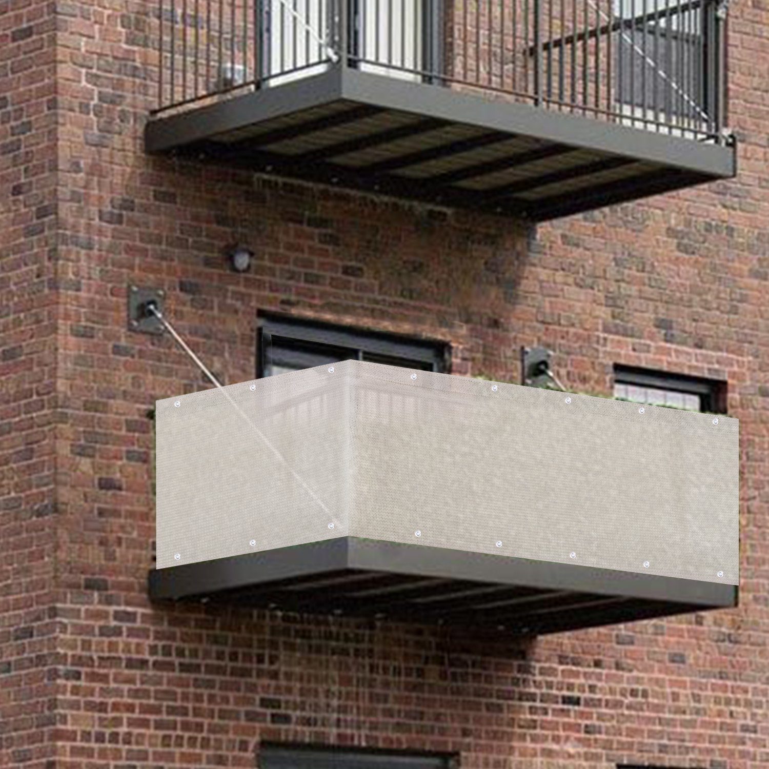 Sekey Balkonsichtschutz Balkon Sichtschutz aus 220g/m² HDPE Balkonbespannung zum Zuschneiden Robustes und wetterfestes Material mit Kordel und Kabelbinder