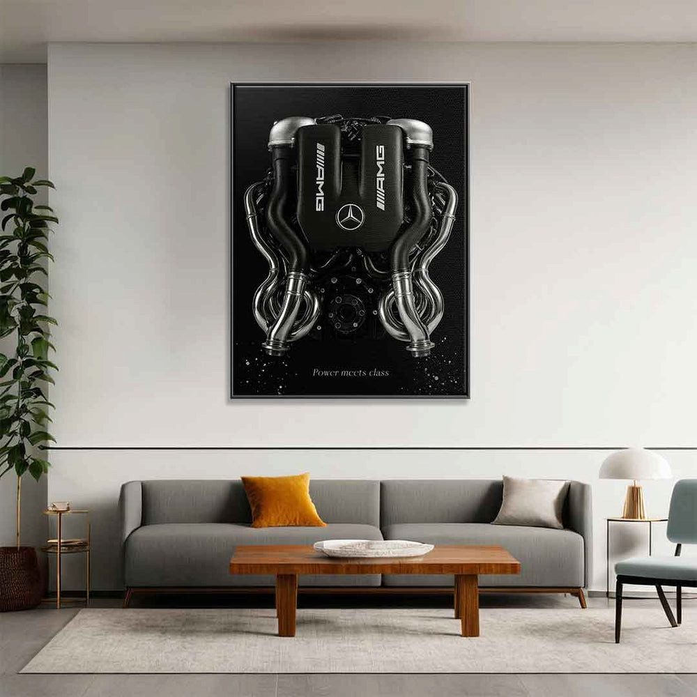 DOTCOMCANVAS® Leinwandbild Mercedes V8 Engine, Leinwandbild Mercedes V8 engine Wandbild Kunstdruck