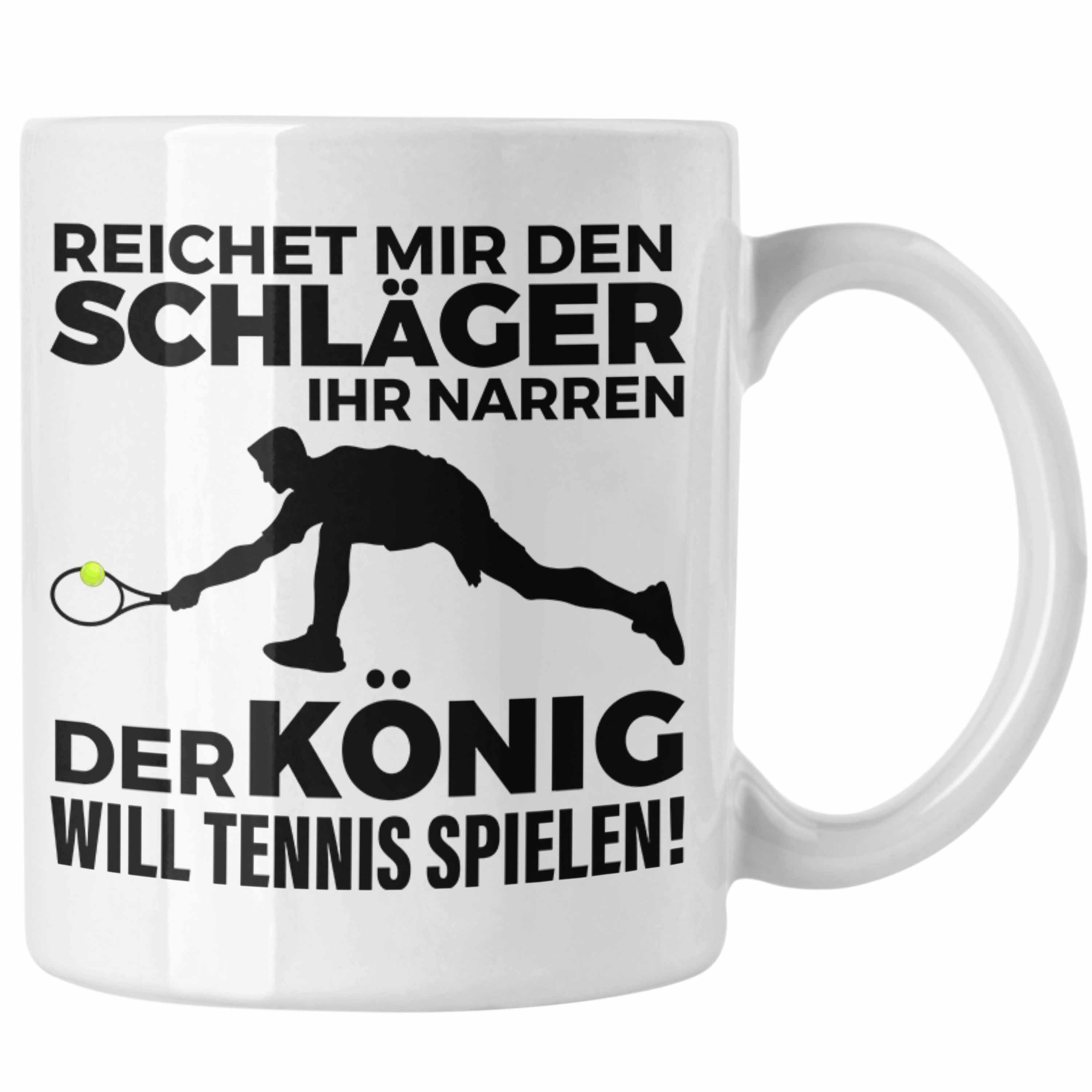 Trendation Tasse Trendation - Tennis Tasse Geschenk Tennisspieler Geschenkidee Spruch Coach Trainer Mann Männer Weiss
