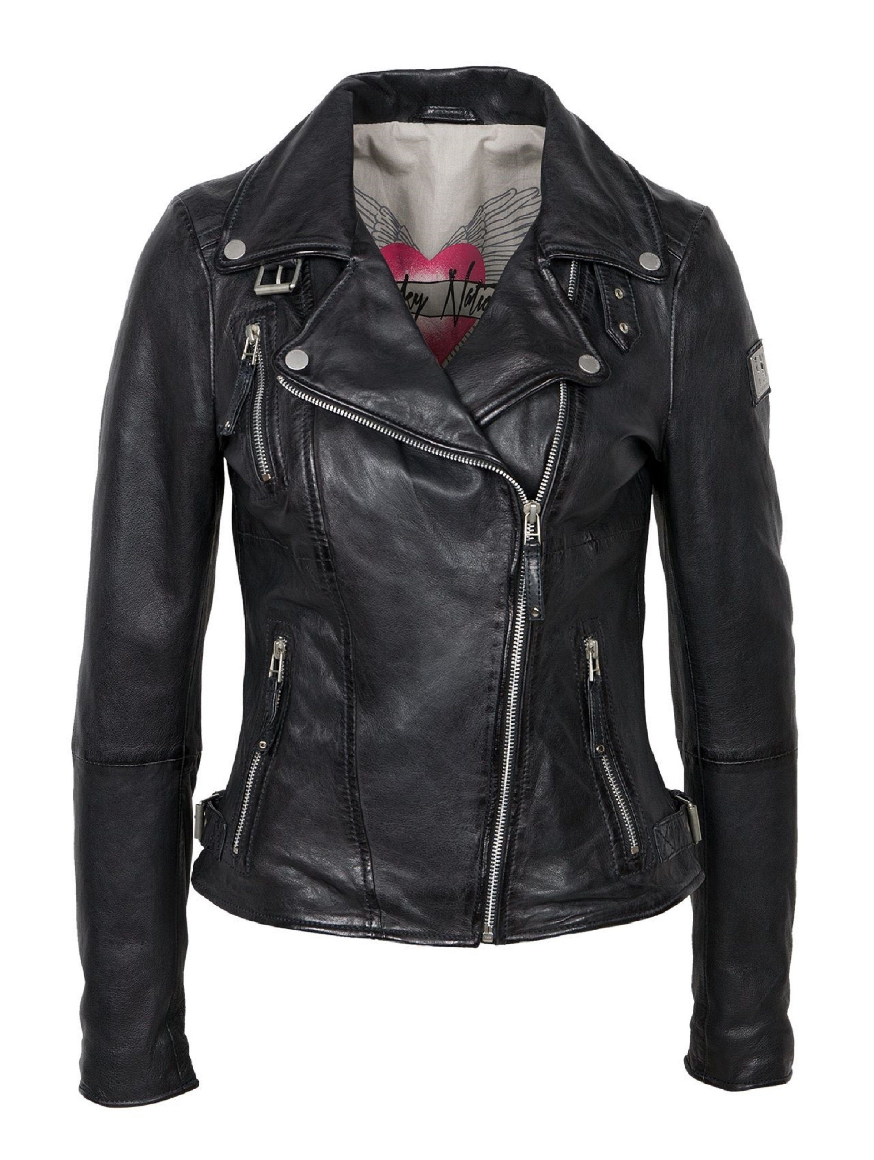 Damen Wildleder Lederjacke Schwarz Fashion Biker Style