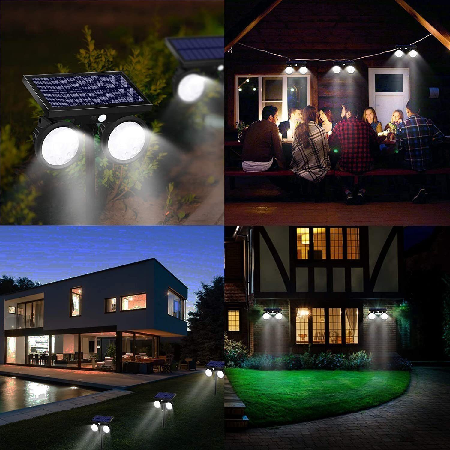 KingLux LED fest integriert, LED für Außen-Wandleuchte Solarstrahler Solarleuchte warmweiss-kaltweiss Landschaft