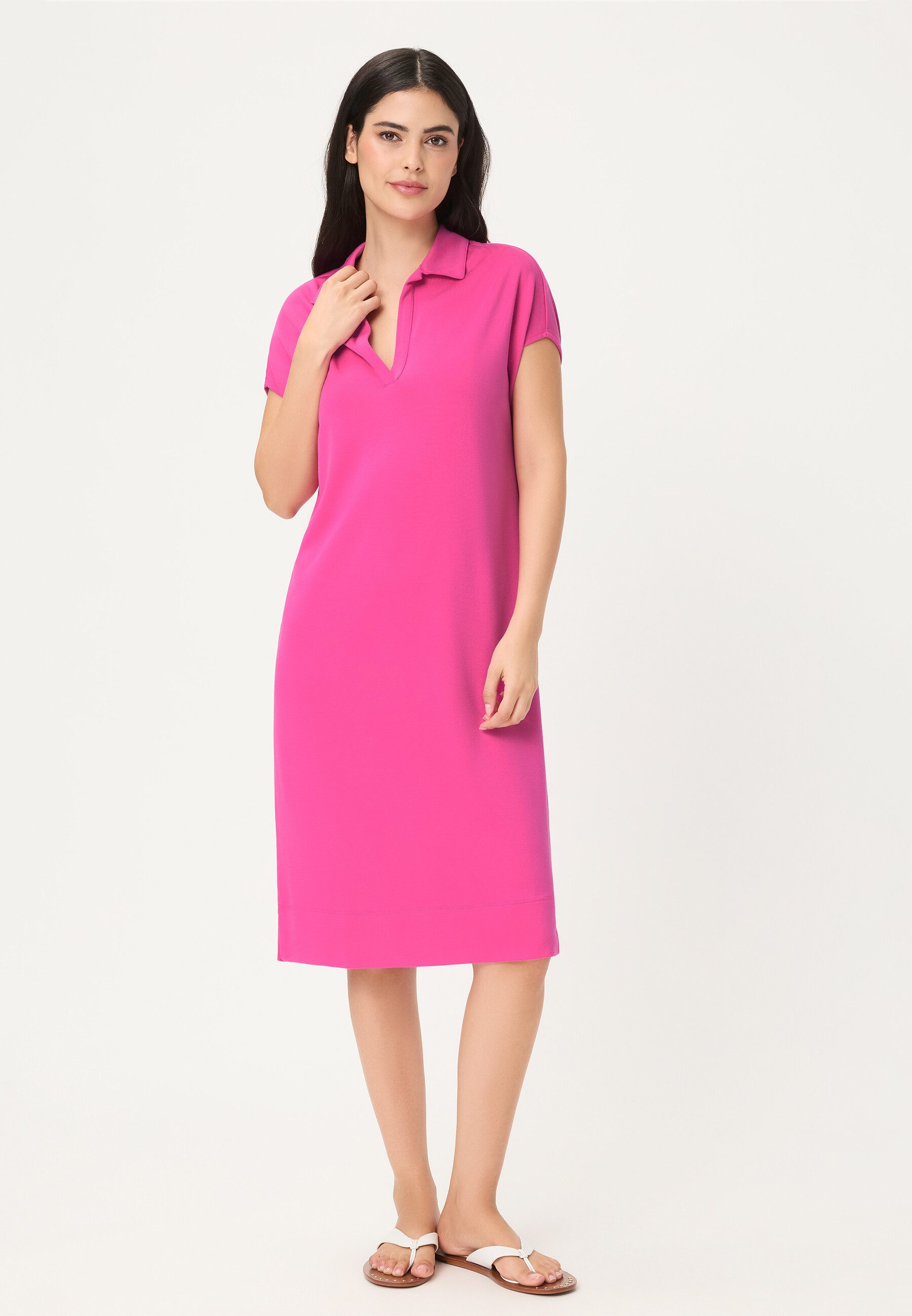 Olsen Midikleid Jerseykleid in Piqué-Qualität mit Polokragen