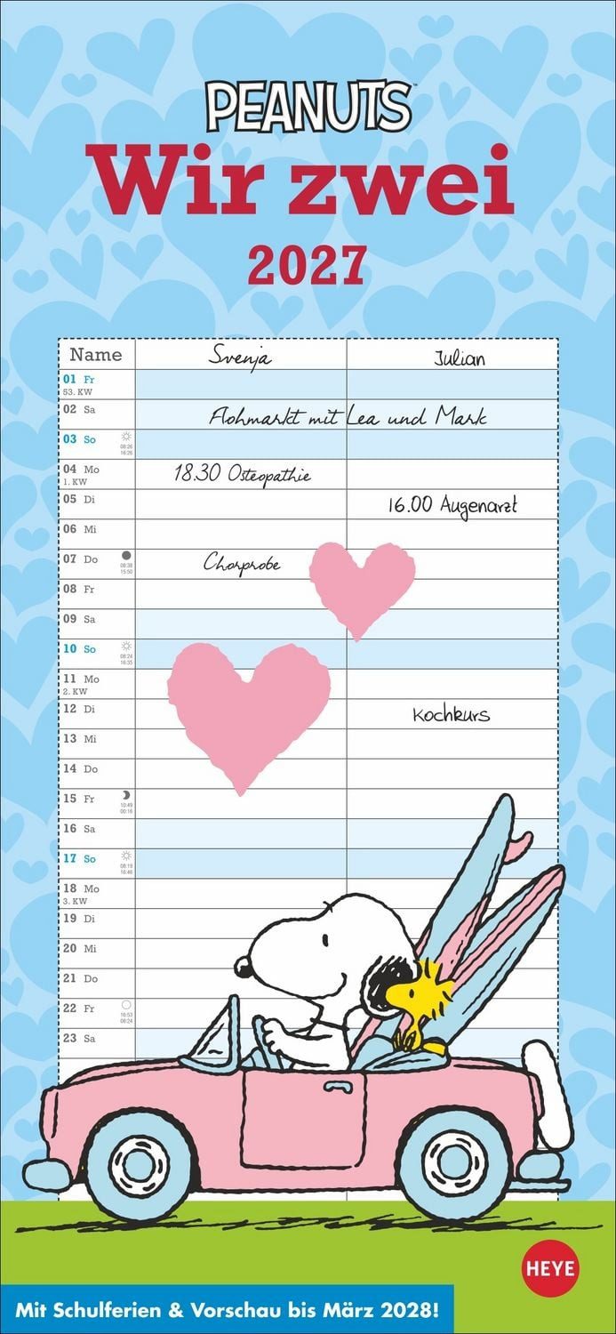 Wandkalender Peanuts Planer Wir zwei 2027