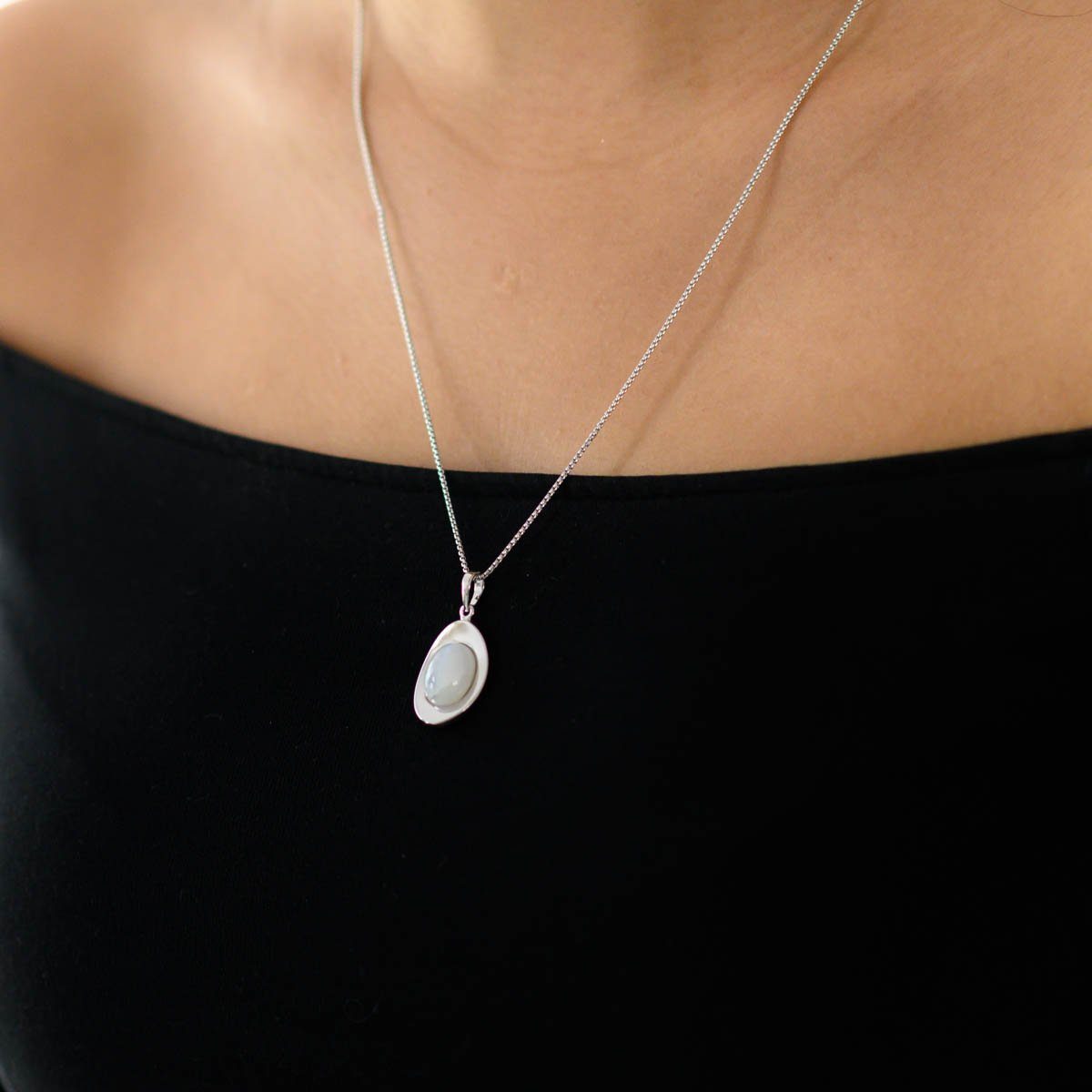 Materia Kettenanhänger Damen Silber Mondstein Weiß günstig online kaufen