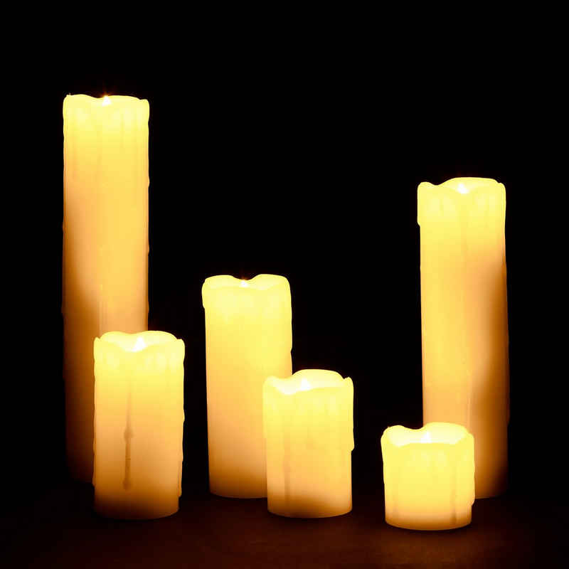 relaxdays LED-Kerze »LED Kerzen 6er Set aus Echtwachs«