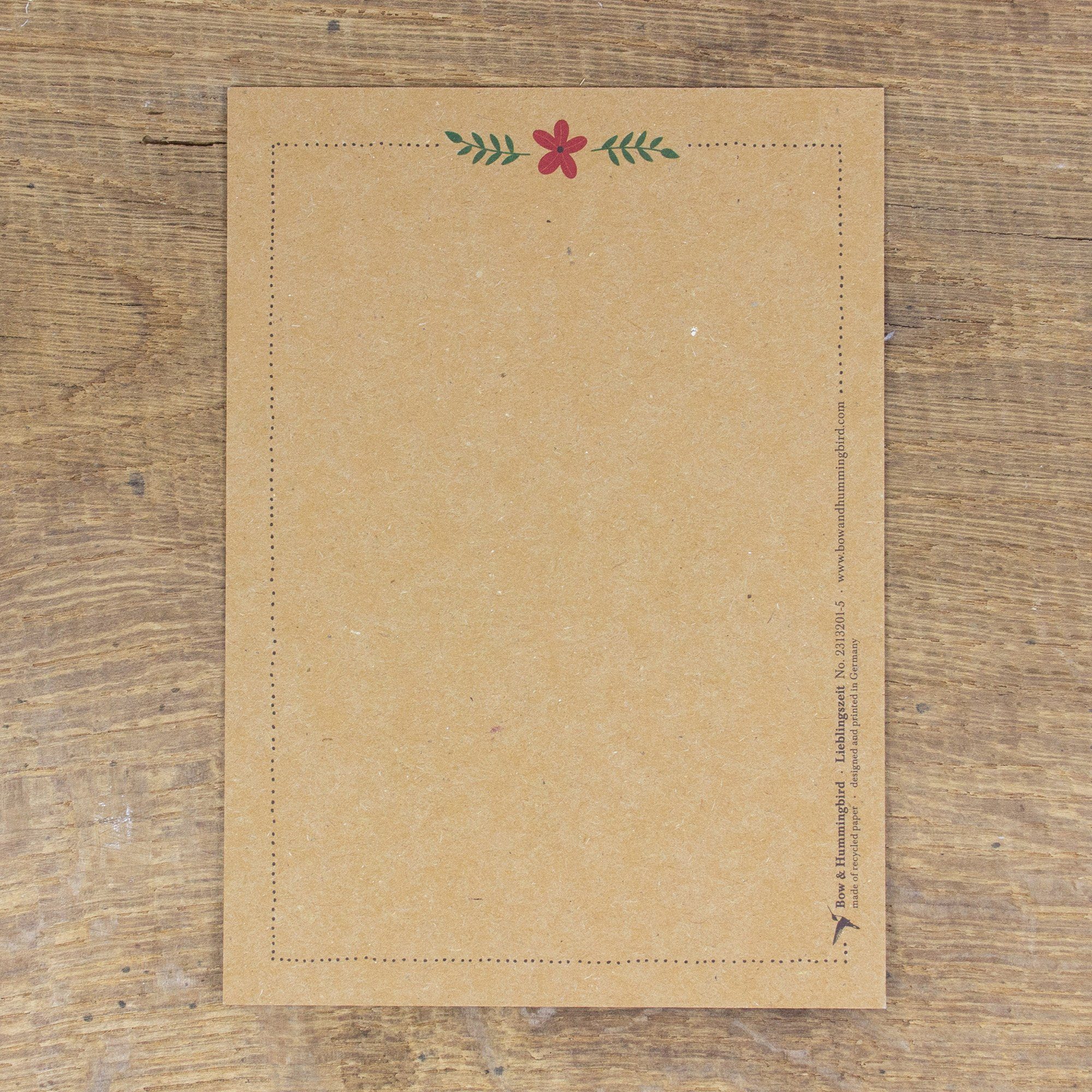 Bow & Hummingbird Postkarte Postkarte ohne wahlweise Briefumschlag Umschlag Lieblingszeit, mit