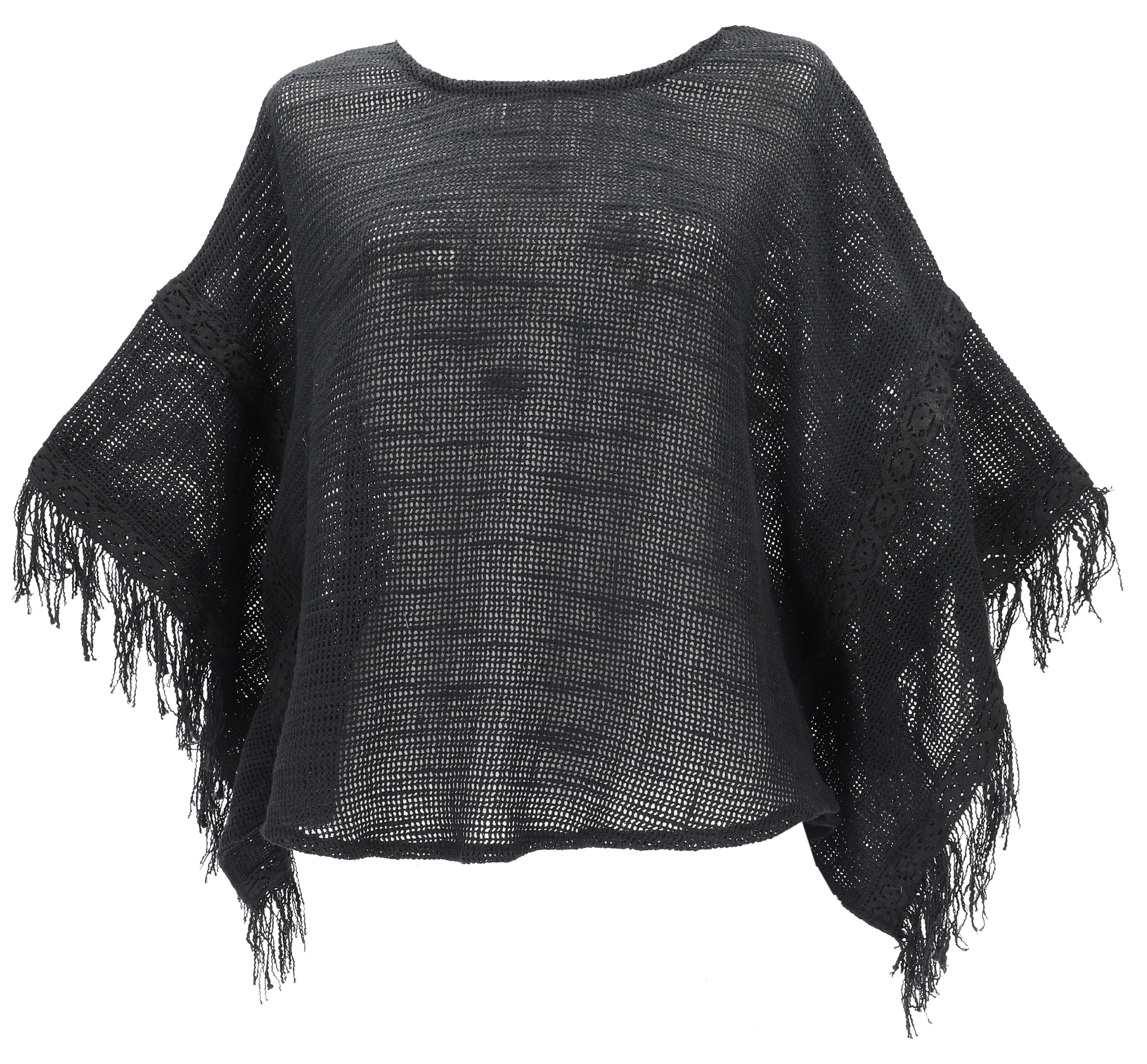 Guru-Shop Longbluse Boho Ponchobluse, alternativer oversize.. Boho