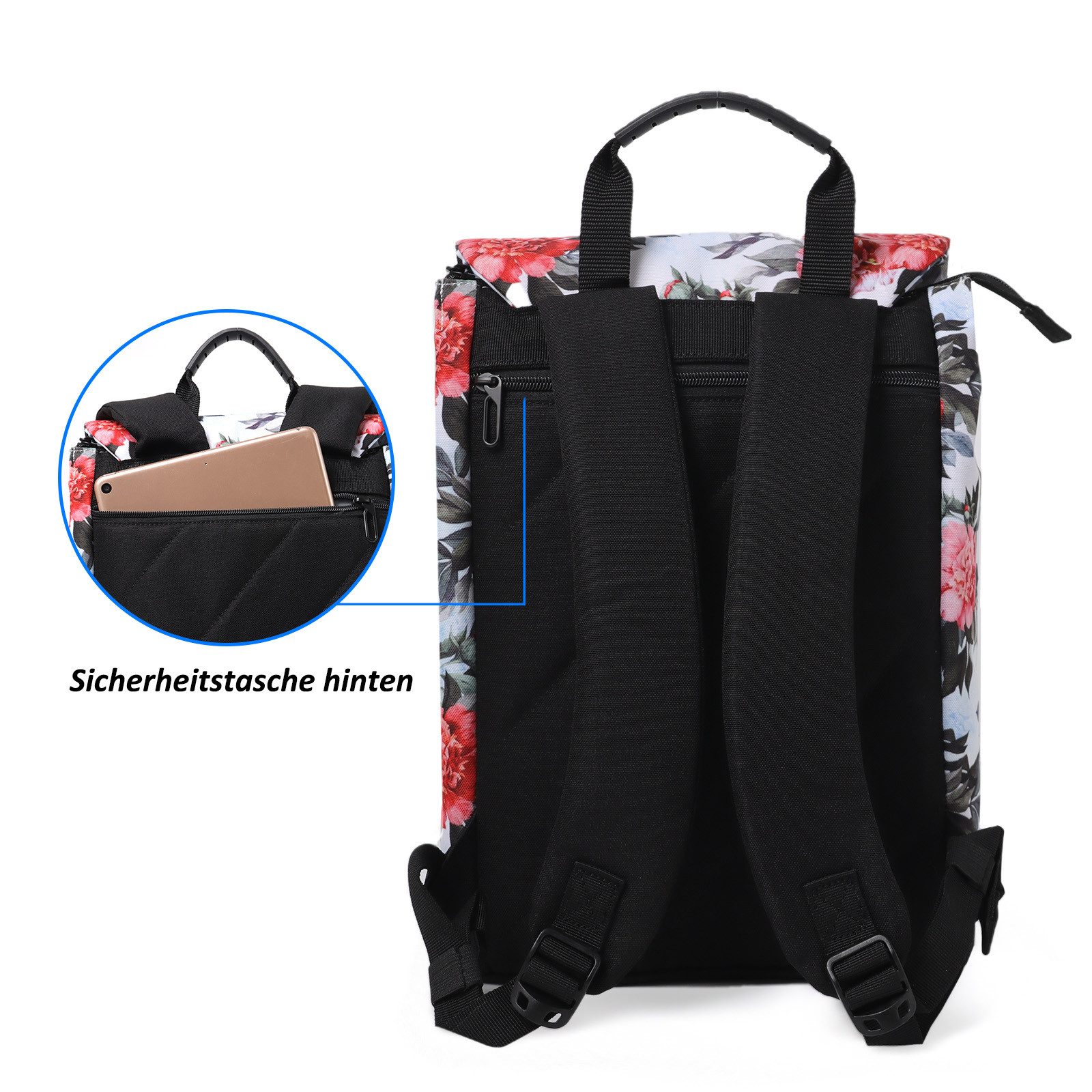 TAN.TOMI Freizeitrucksack Rucksack Damen Elegant Daypack Wasserdichter Tagesrucksack, mit Laptopfach 15.6Zoll & Anti Diebstahl Tasche für Reise, Uni, Schule – Bild 4 von 5