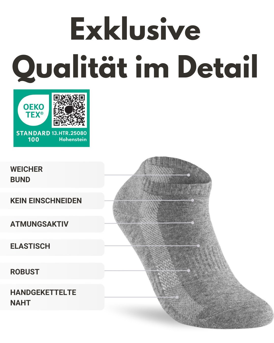 sockenkauf24 Sneakersocken 10 Paar Sneaker Socken Herren Damen Sportsocken Baumwolle (10-Paar) Atmungsaktiv mit Mesh-Streifen