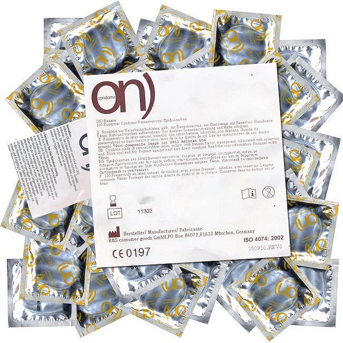 ON Condoms Презервативы ON) Banana 100 Презервативы mit Bananenaroma, Maxipack