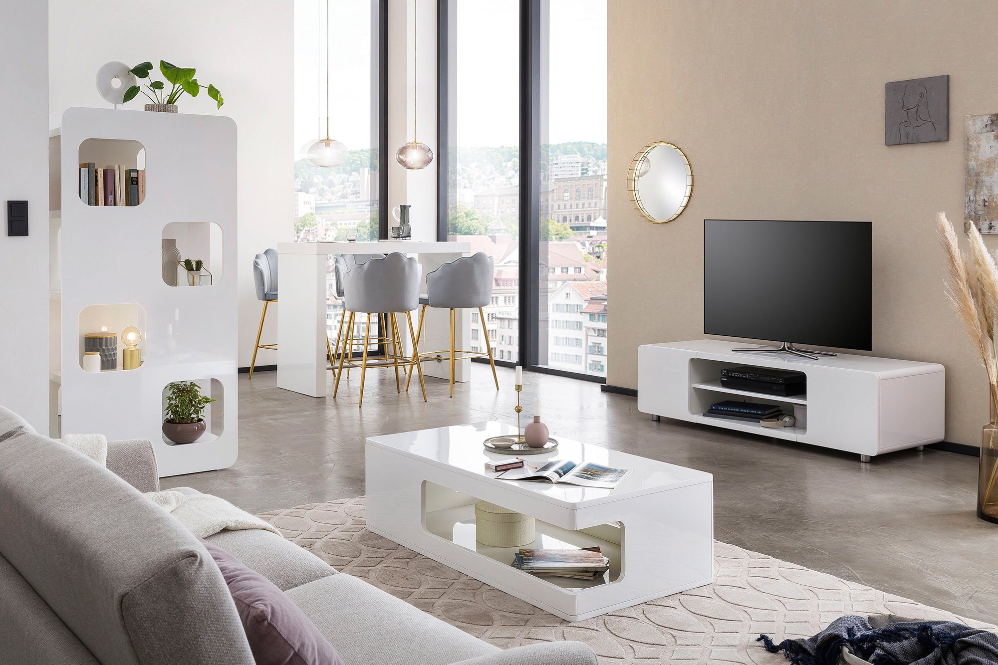 SalesFever Bartisch Hochtisch im eleganten Stil, Edle Querstrebe in Chromoptik aus rostfreiem Stahl