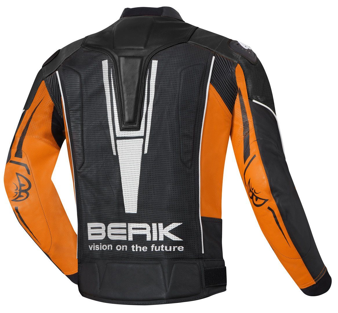 Lederjacke Motorrad Berik Street Motorradjacke Black/Orange