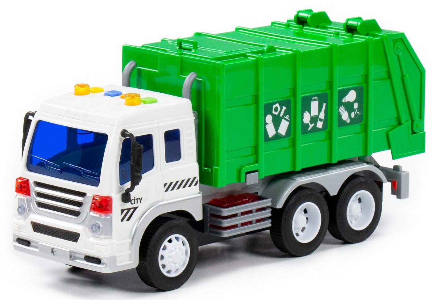 Polesie Spielzeug-Müllwagen LKW Spielzeug CITY grün Licht Schwungradantrieb
