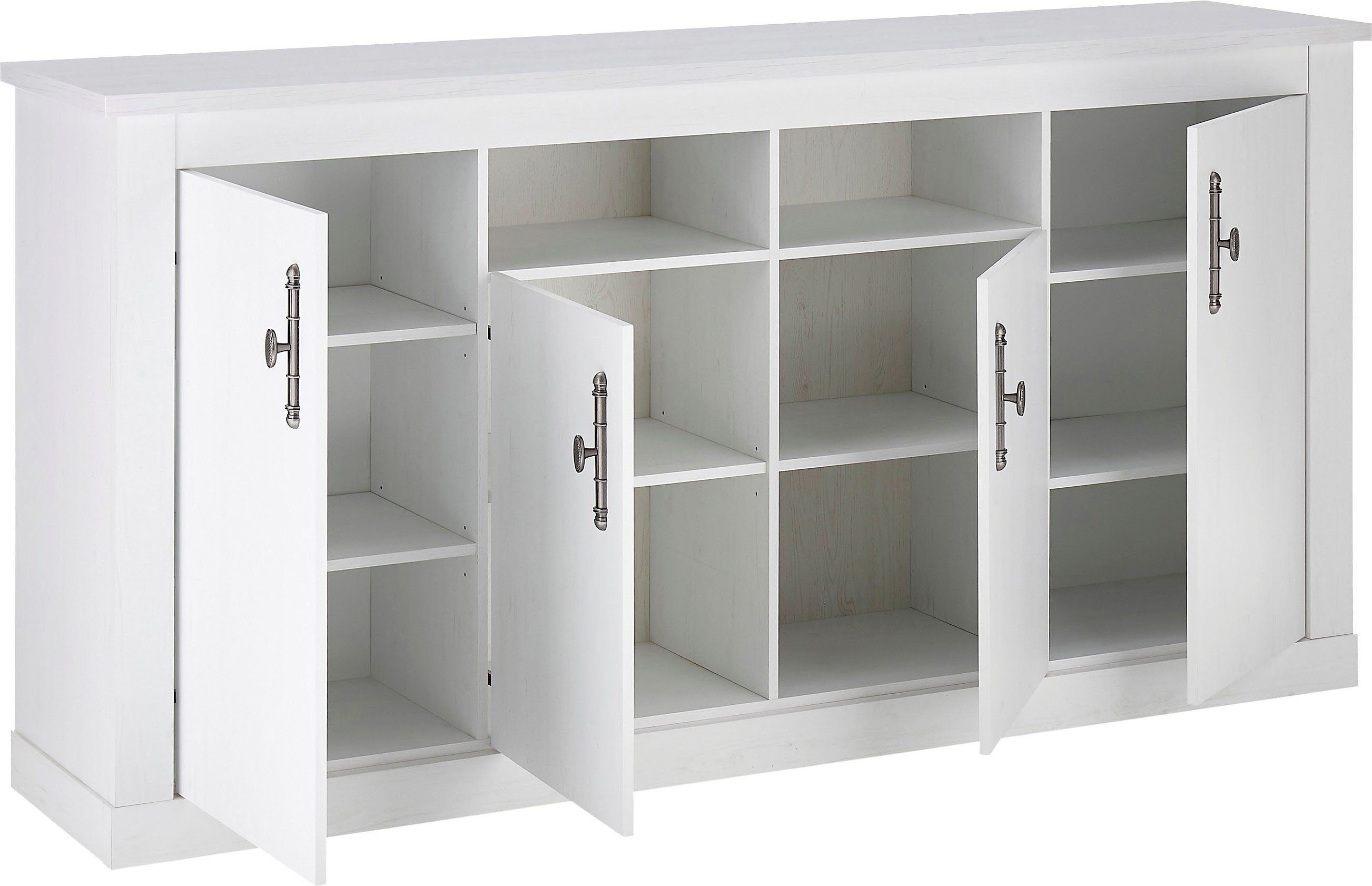 Home affaire Sideboard RAVENNA, im romantischen Landhausstil, Griffe aus Metall, Breite 201 cm