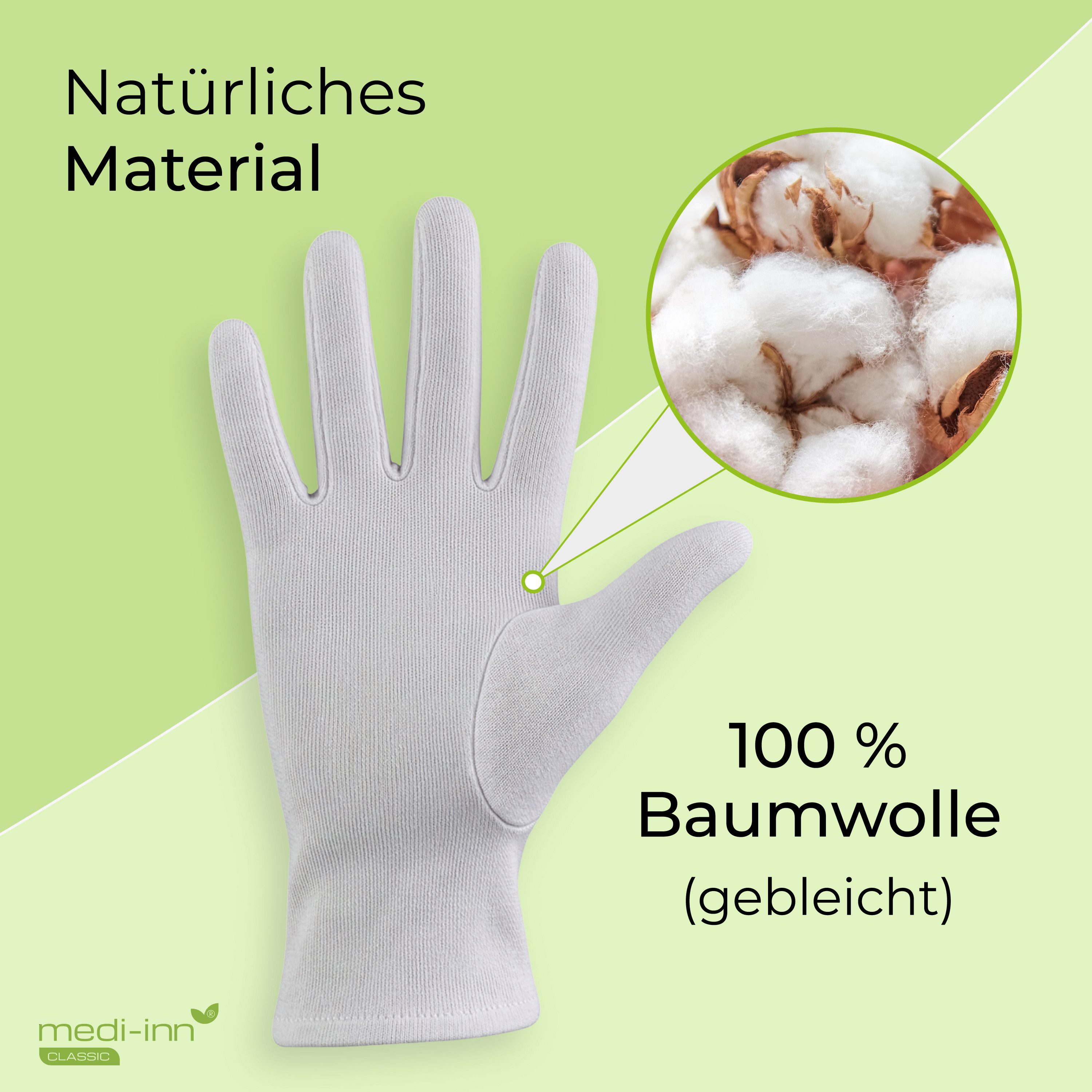 Medi-Inn CLASSIC Baumwollhandschuhe Trikot, reinweiß, atmungsaktiv, 100 % Baumwolle atmungsaktiv – Bild 4 von 5