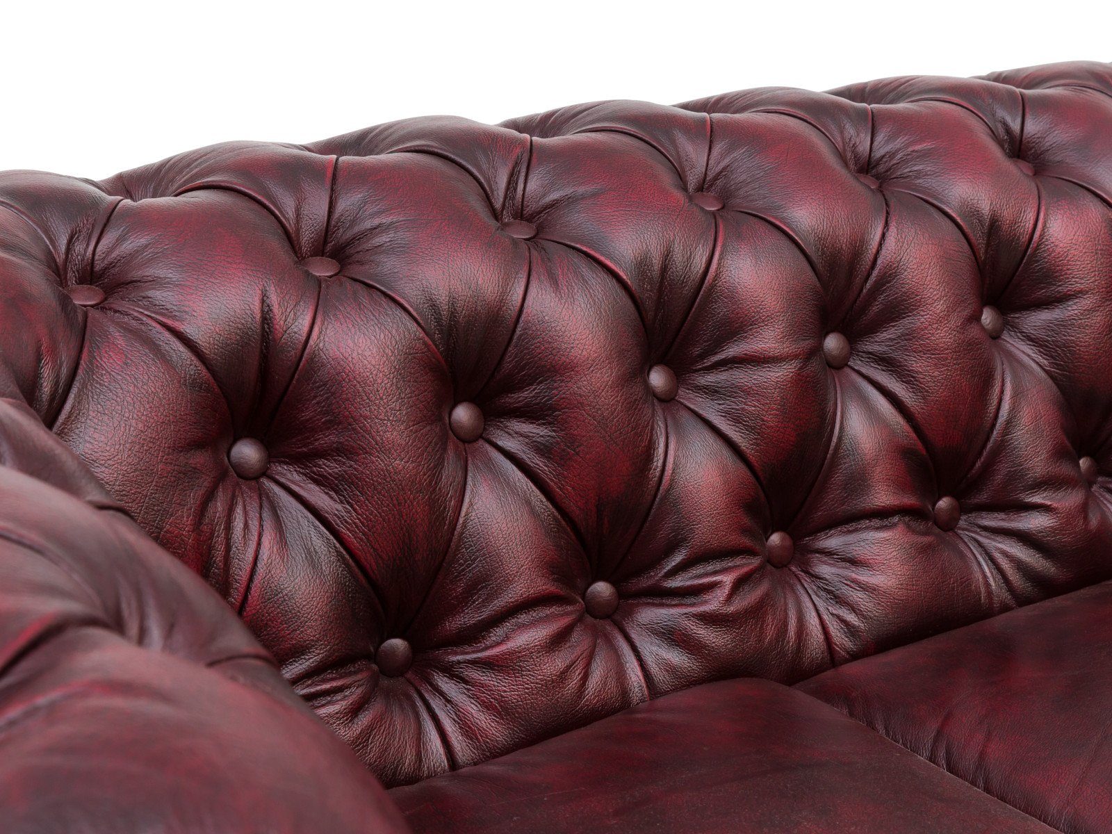 Sofa rot Echtleder massivum 6-Sitzer Chesterfield