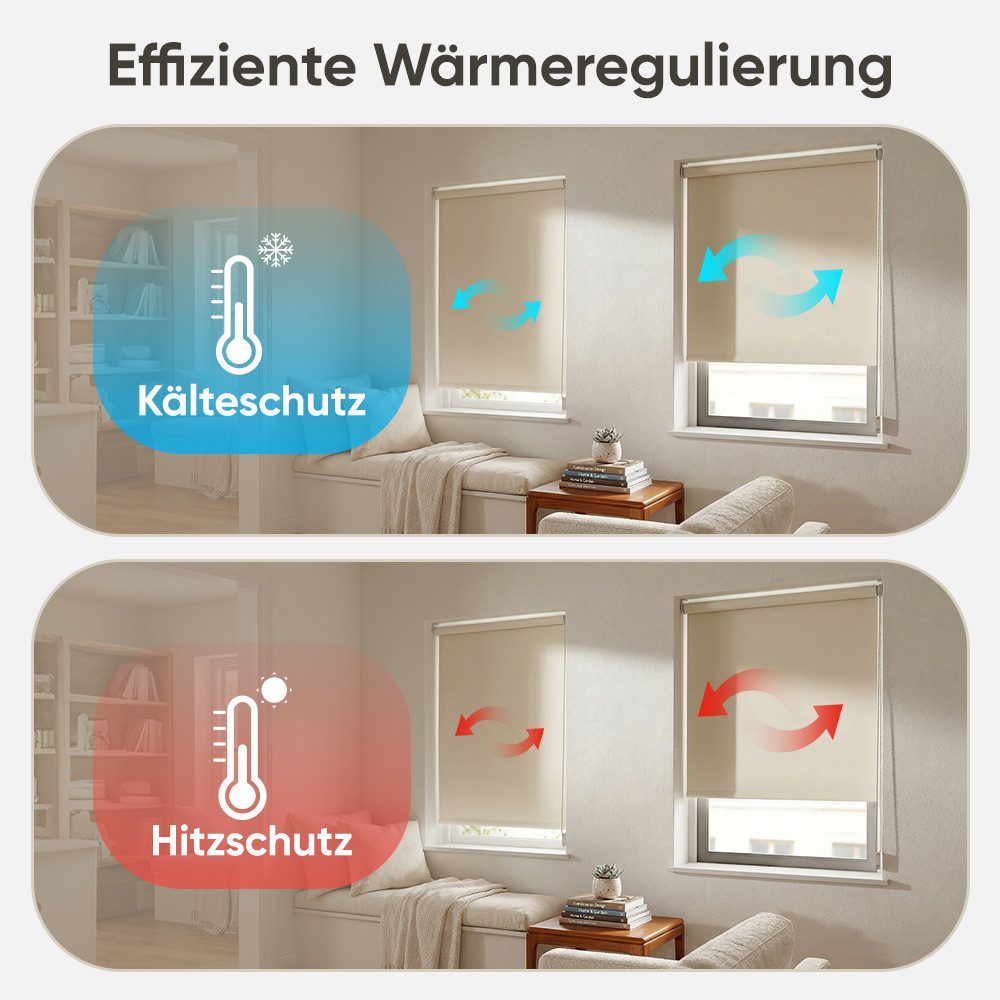 Rollo Seitenzugrollo Verdunkelungsrollo ohne Bohren verdunkelnd Rollo, Sekey, Klemmfix, Klemmfix, Seitenzugrollo,Sonnenschutz&Sichtschutz, Stoffbreite=Bestellbr – Bild 4 von 5