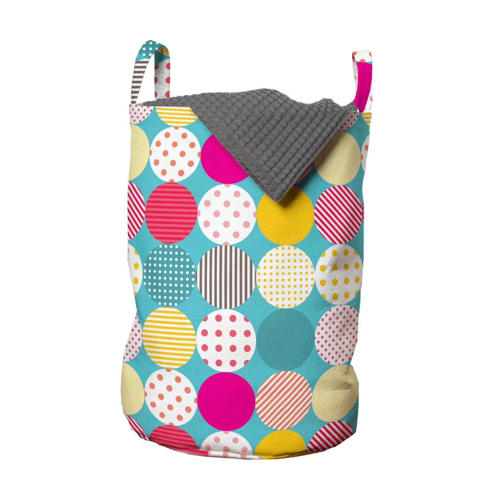 Abakuhaus Wäschesäckchen Wäschekorb mit Griffen Kordelzugverschluss für Waschsalons, Jahrgang Tupfen mit Streifen