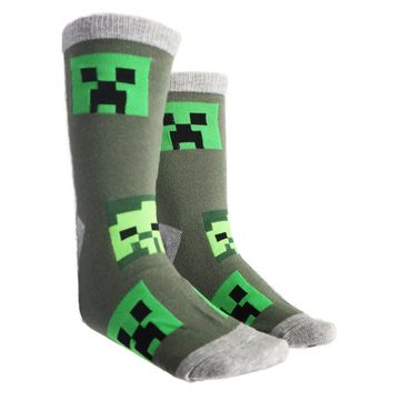 Minecraft Langsocken Minecraft Creeper Kinder Jungen lange Socken 6er Pack (6-Paar) Gr. 27 bis 38