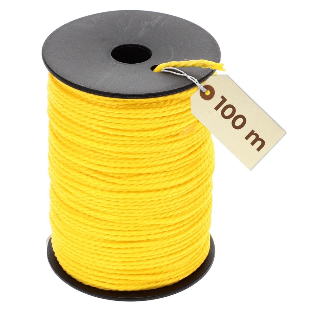 GarPet Schlagschnur Maurerschnur gelb Richtschnur 100m 2mm reißfeste Schnur Spannschnur