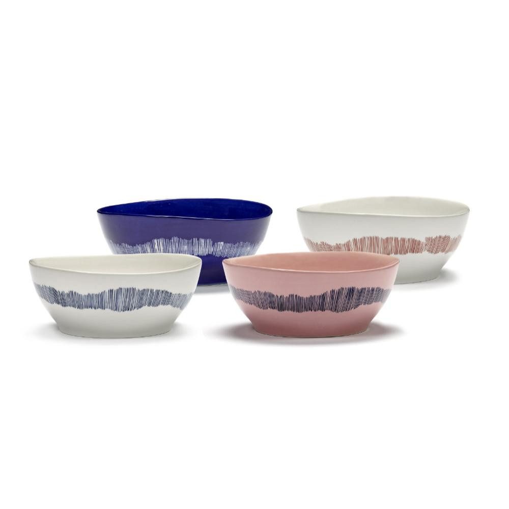 Serax Schüssel Schale Feast White Swirl-Stripes Blue (L)
