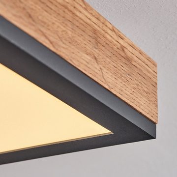 hofstein Deckenleuchte »Vacil« modernes Deckenpanel aus Metall/MDF in Schwarz/Weiß/Holzoptik, 3000 Kelvin, 18 Watt, 1000 Lumen, längliche Deckenlampe in flachem Design