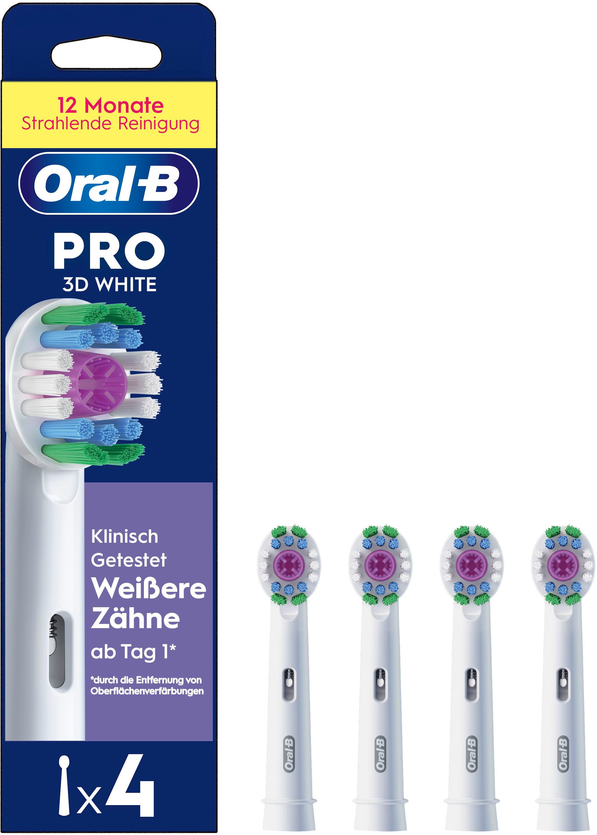Oral-B Aufsteckbürsten Pro 3DWhite, aufhellende Zahnreinigung mit innovativen X-förmigen Borsten