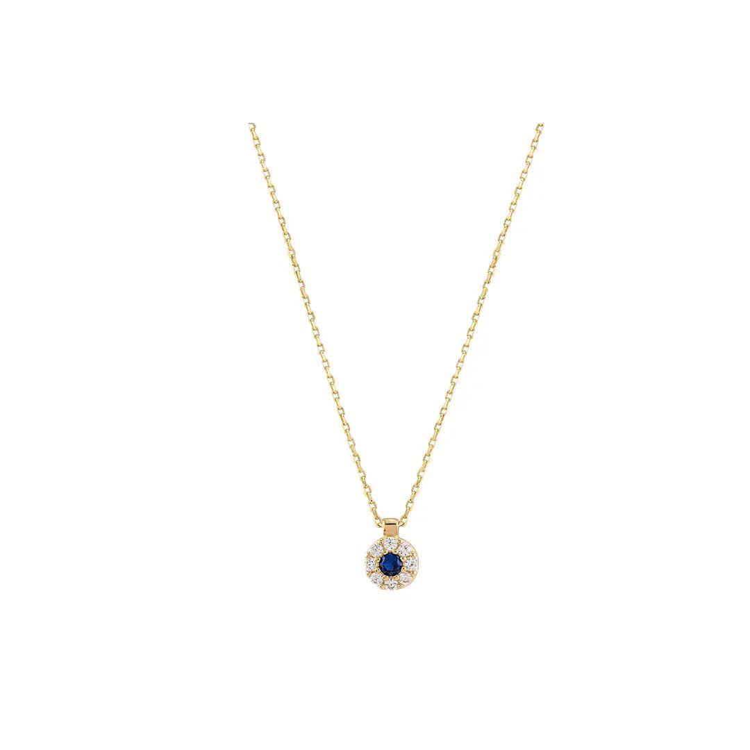 Suzan Gold Kette mit Anhänger 375 Echtgold Celestia Glow blauer Stein Zirkonia