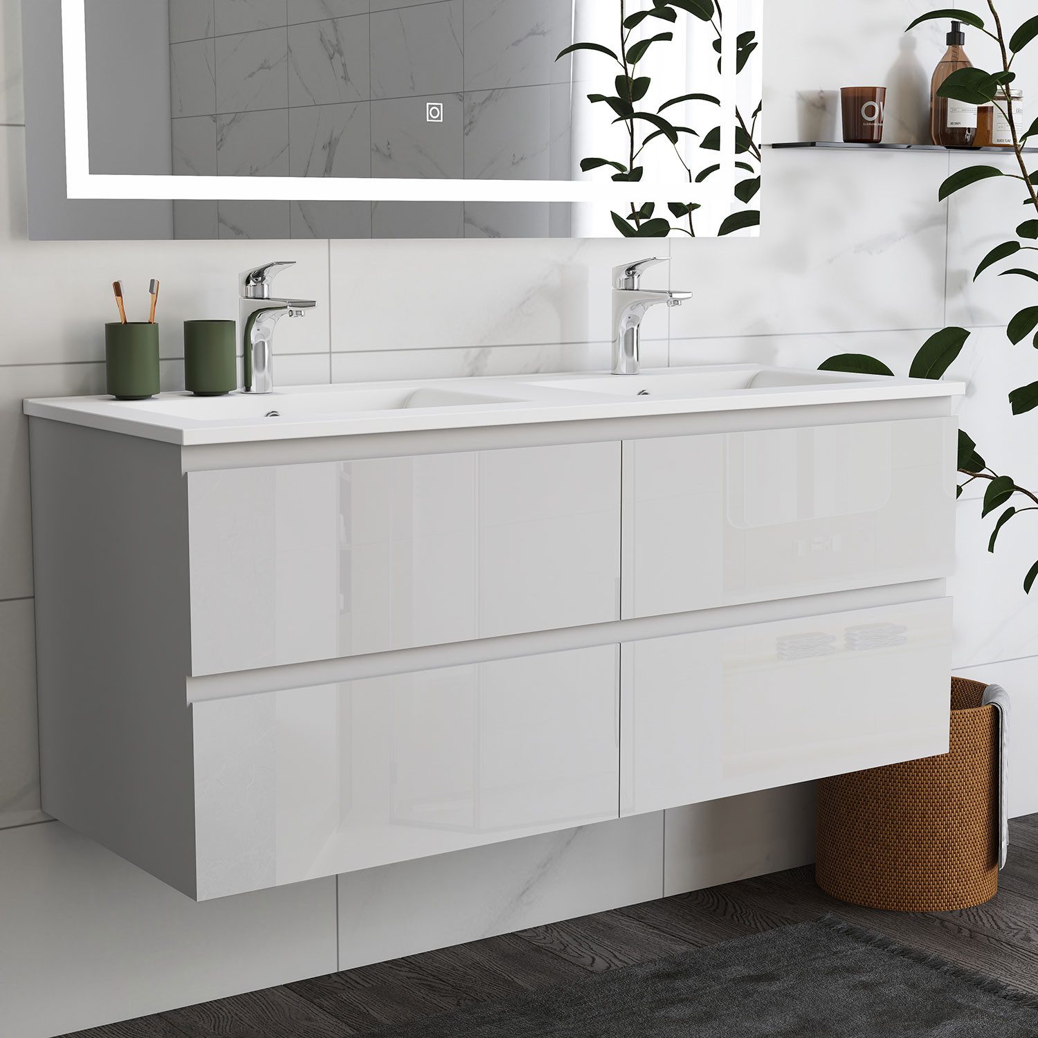 duschspa Doppelwaschtisch 120cm Waschtisch mit Unterschrank Waschbecken mit günstig online kaufen
