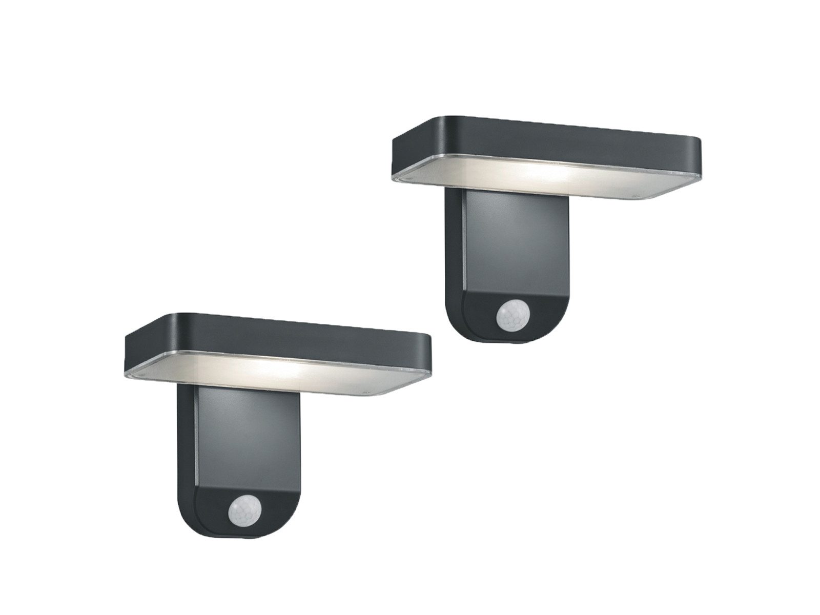 Reality Leuchten LED Solarleuchte, Bewegungsmelder, LED fest integriert, Warmweiß, 2er-Set Solarlicht Außenbeleuchtung Hauswand mit Bewegungsmelder, IP44